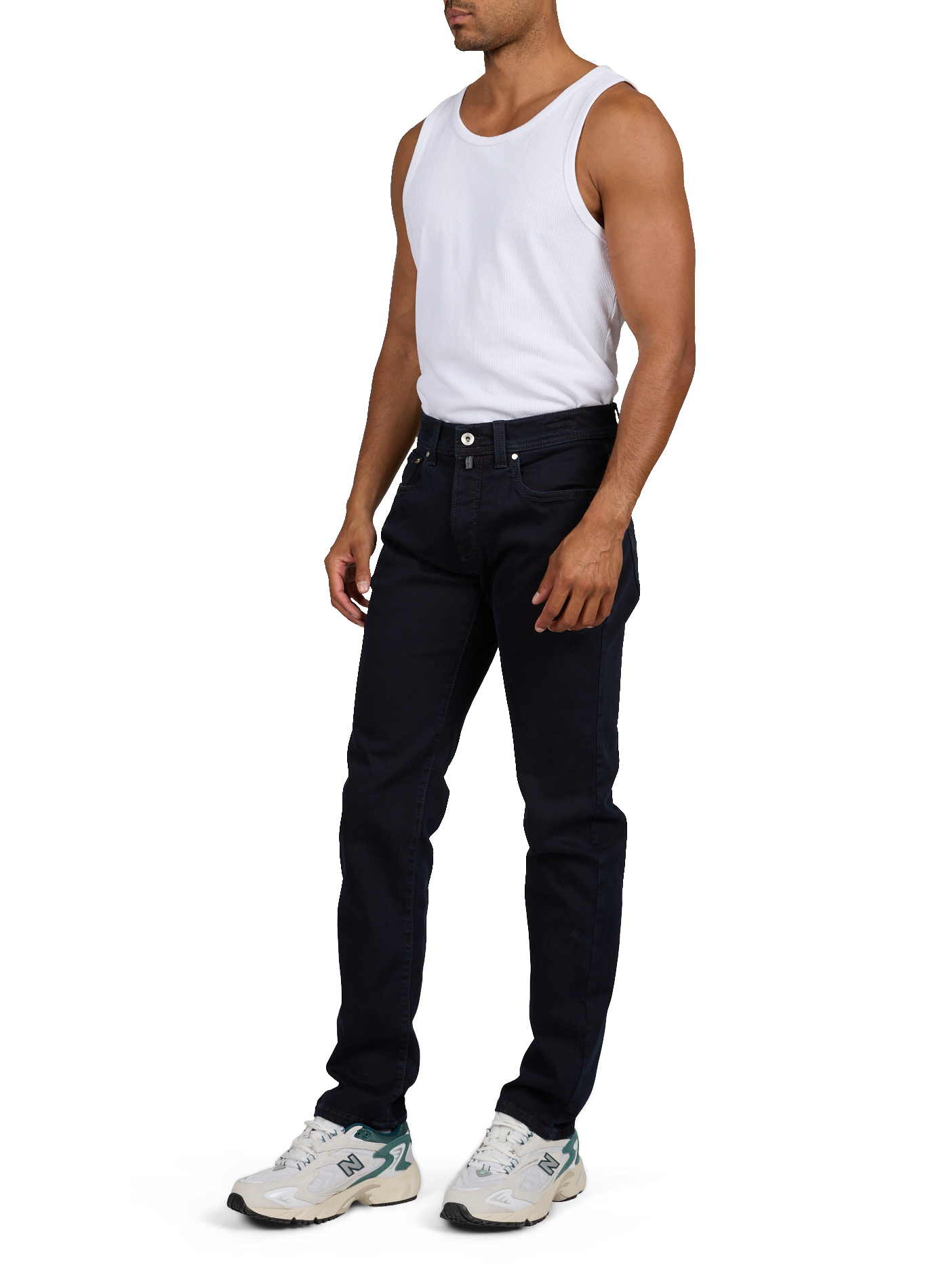 Eng anliegende Baumwoll-Leinen-Hose PIERRE CARDIN Blau