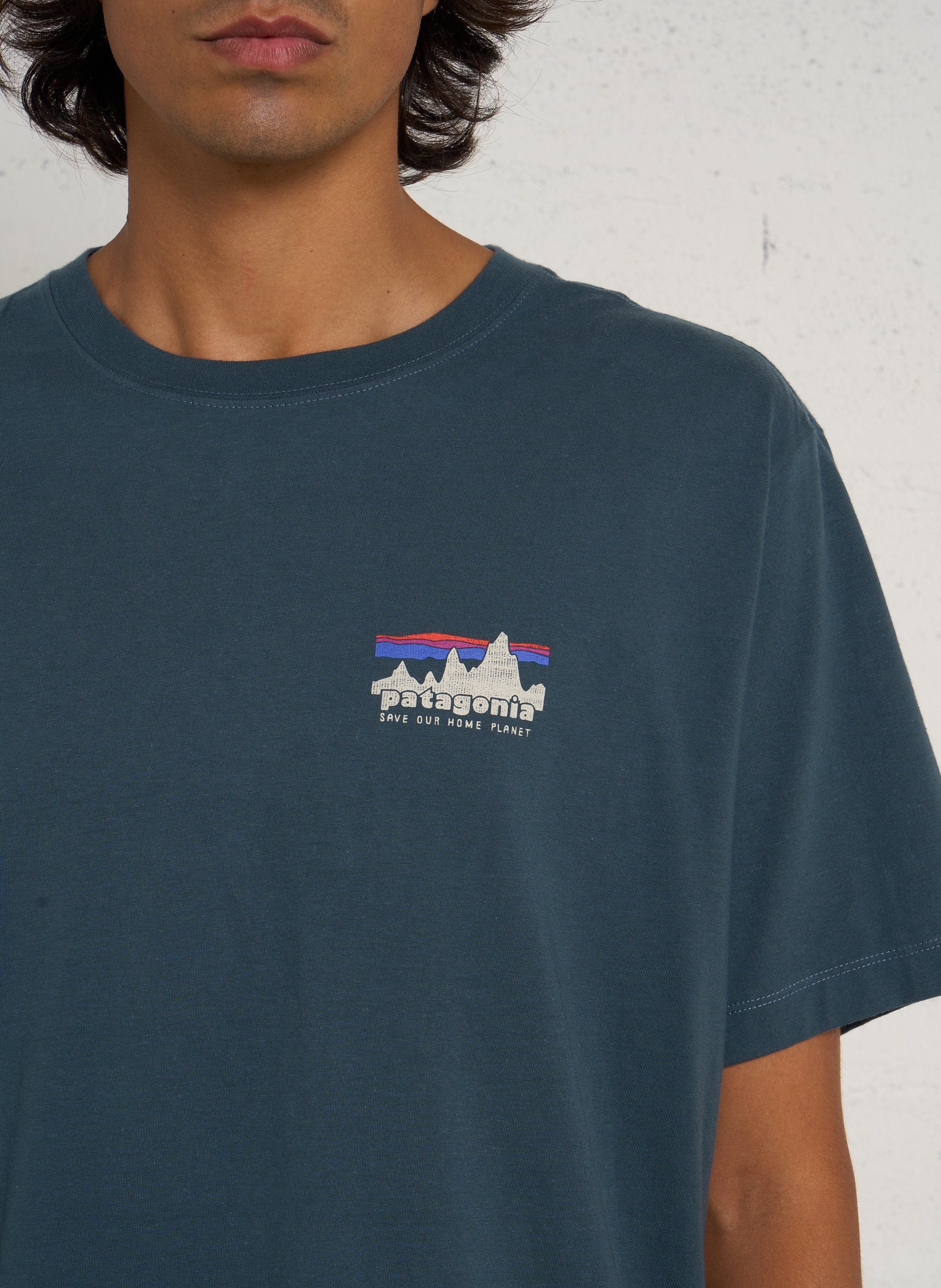 T-shirt van biologisch katoen met rechte pasvorm PATAGONIA Blauw
