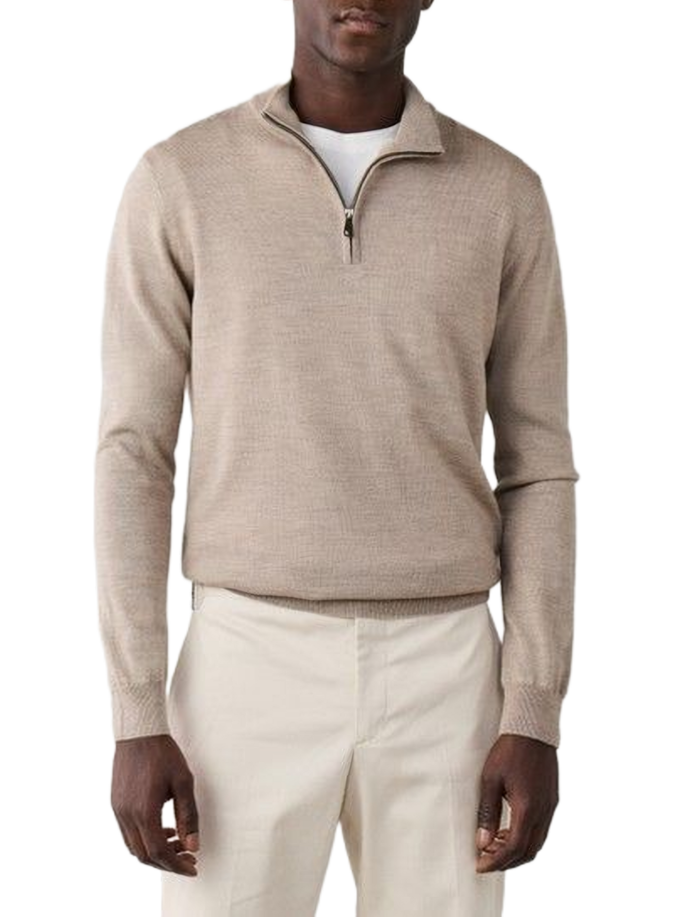Merino wool zip-neck jumper FACONNABLE Beige
