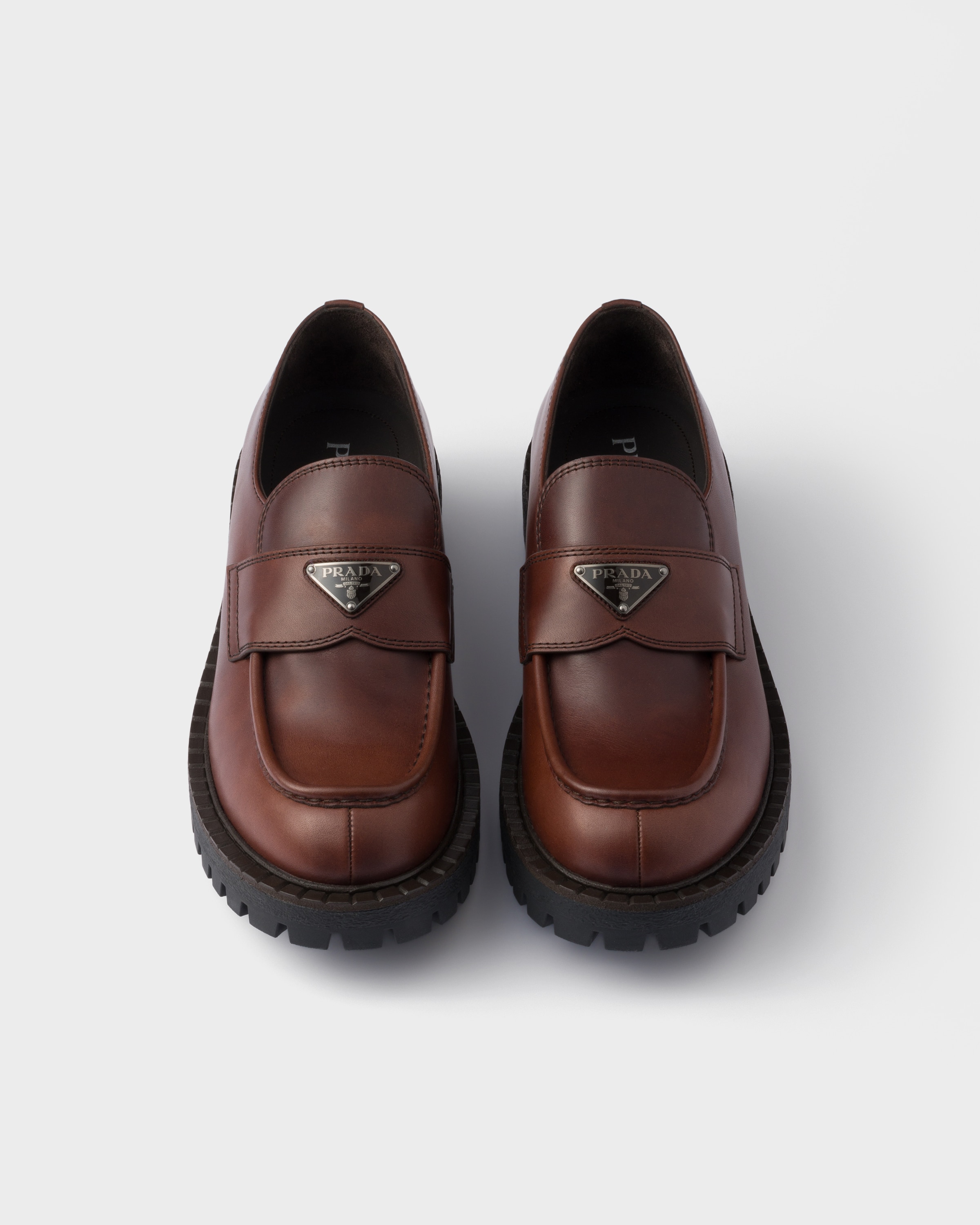 Mocassins en cuir PRADA Marron
