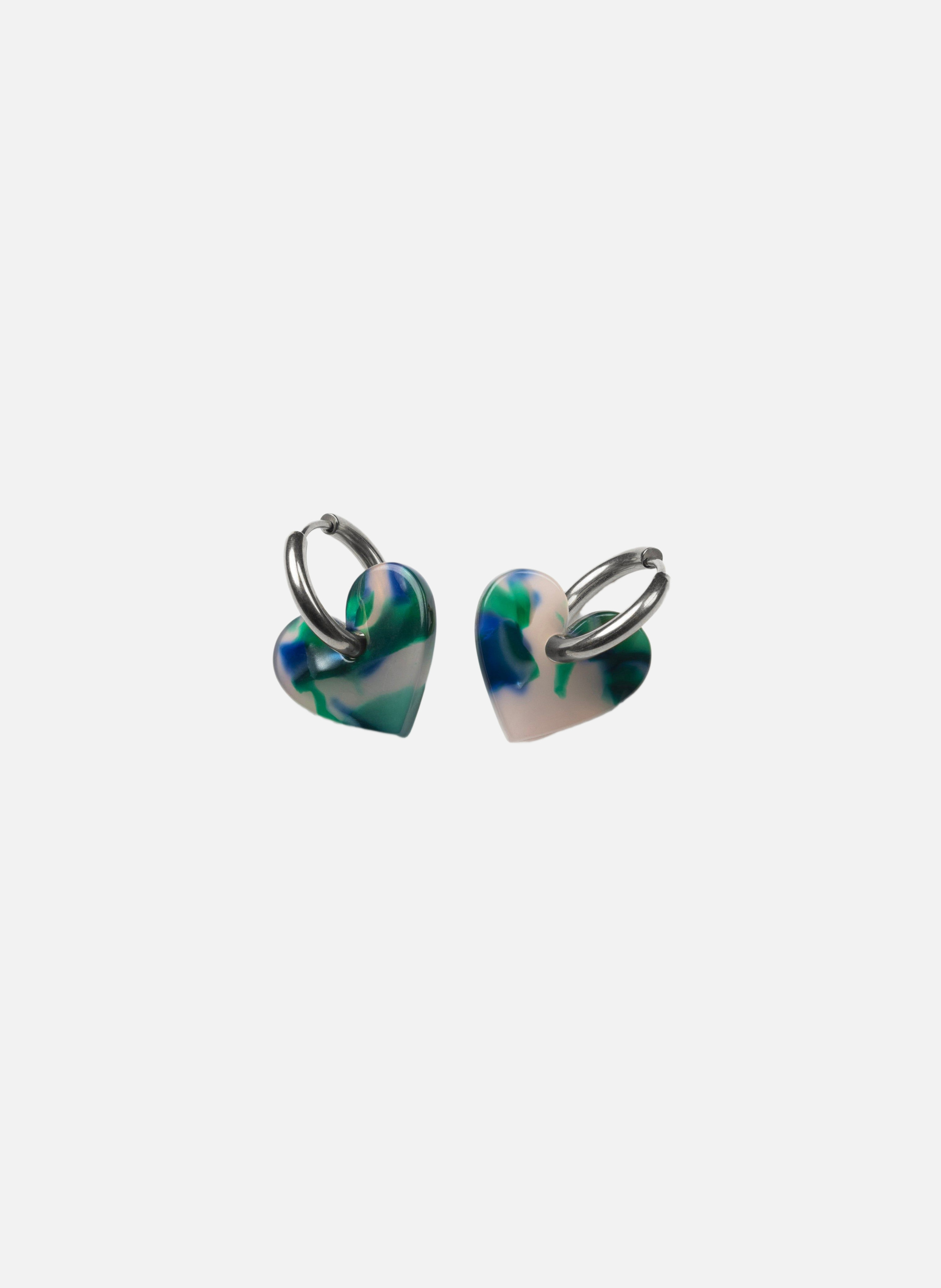 Boucles d'oreilles lova lova avec anneaux en acier inoxydable argenté  Verde
