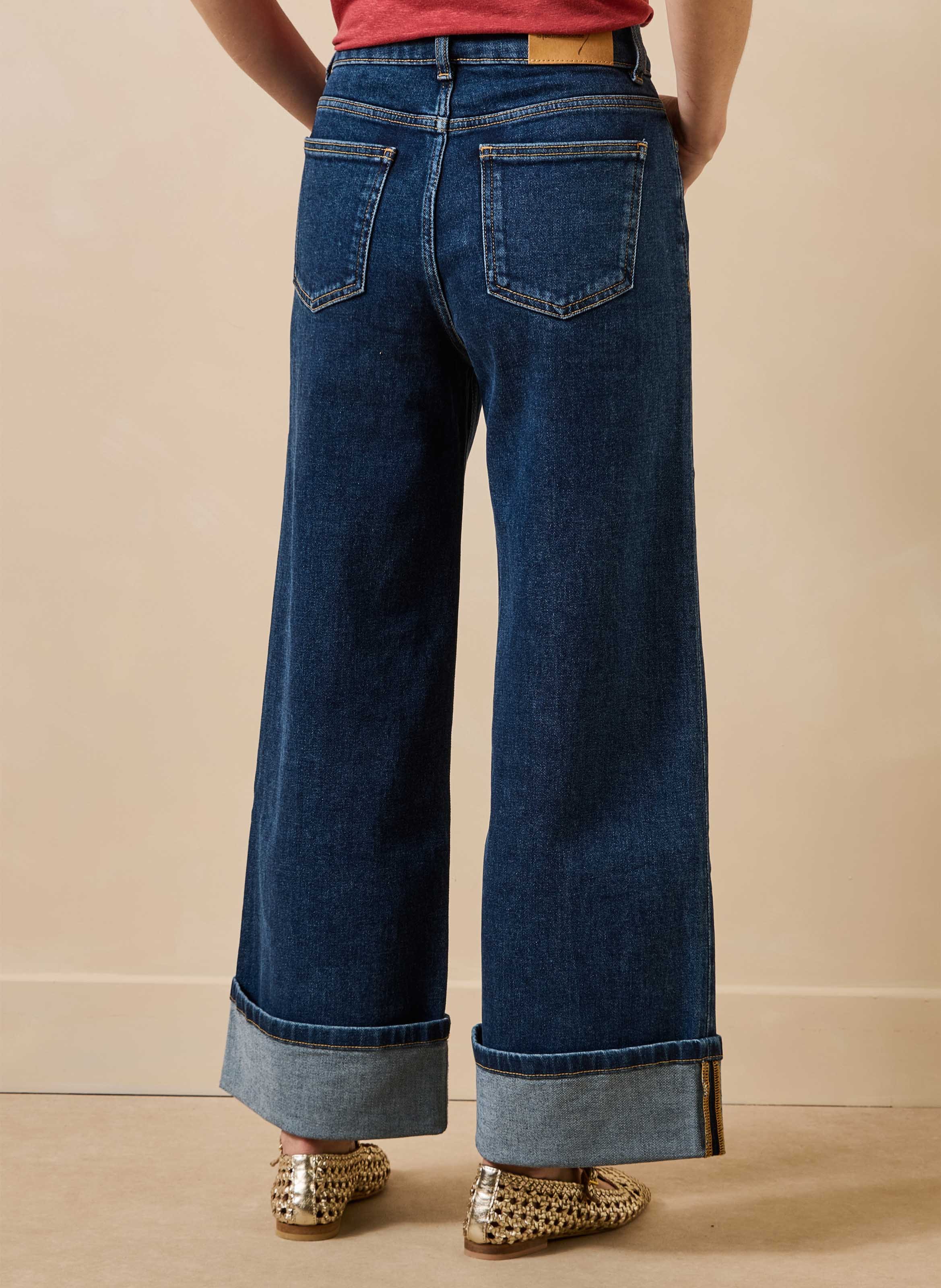 Wijde jeans van een mix met biologisch katoen LA FEE MARABOUTEE Blauw