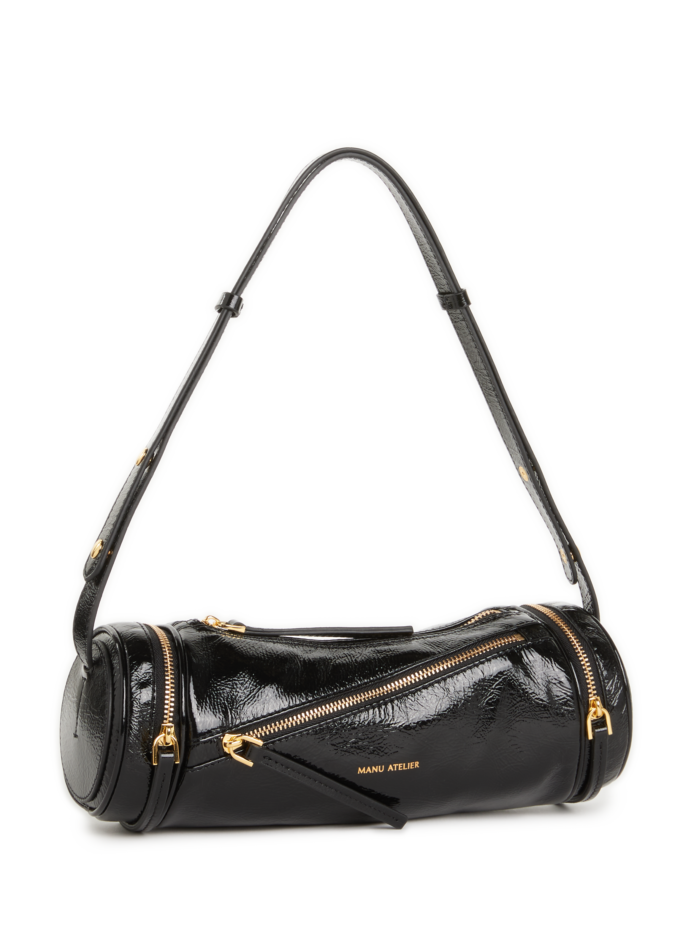 Sac à main multi-zips en cuir verni