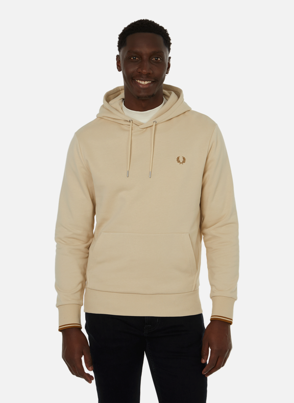FRED PERRY Hoodie with stripes Beige