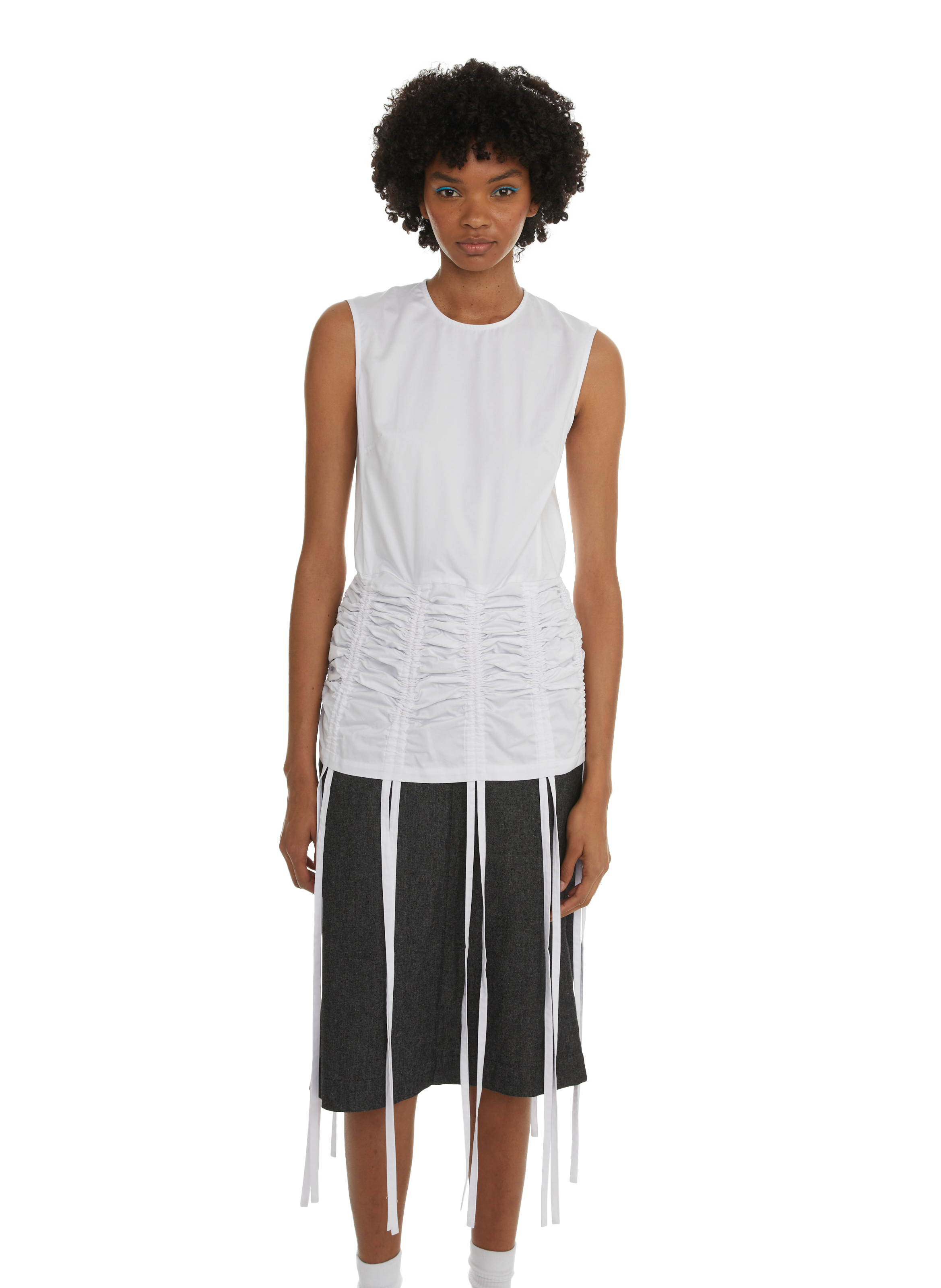 EUDON CHOI Pleated cotton top  White