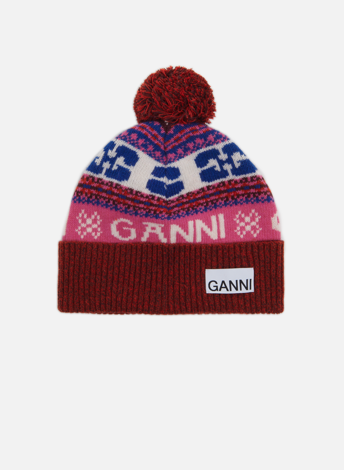 Ganni قبعة منقوشة بالصوف