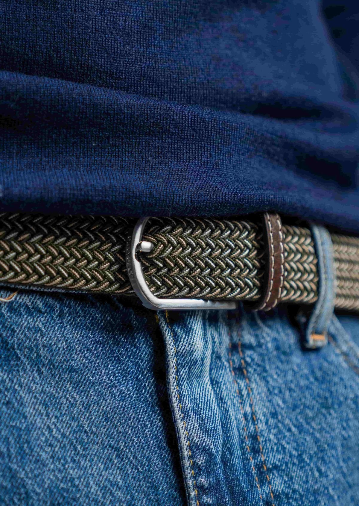 Ceinture tressée élastique multicolore BILLYBELT Vert