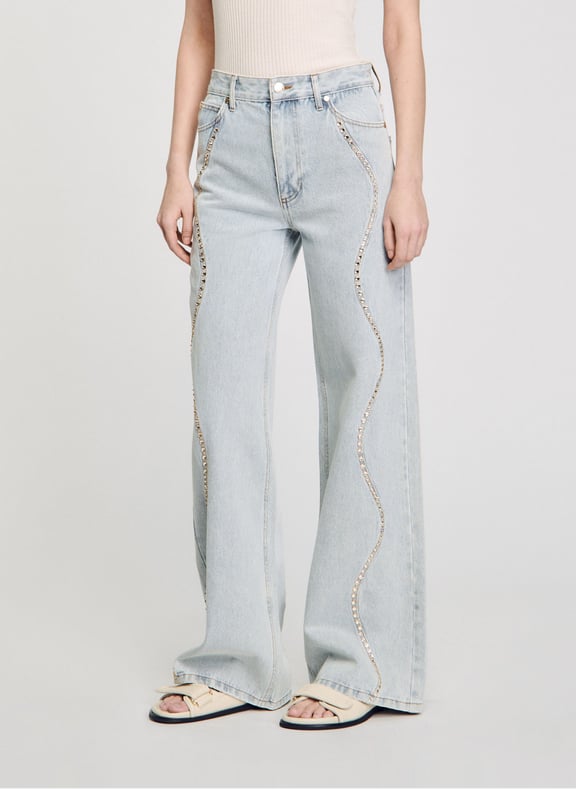Jean droit en coton Bleu by SANDRO SANDRO Jean droit en coton Bleu