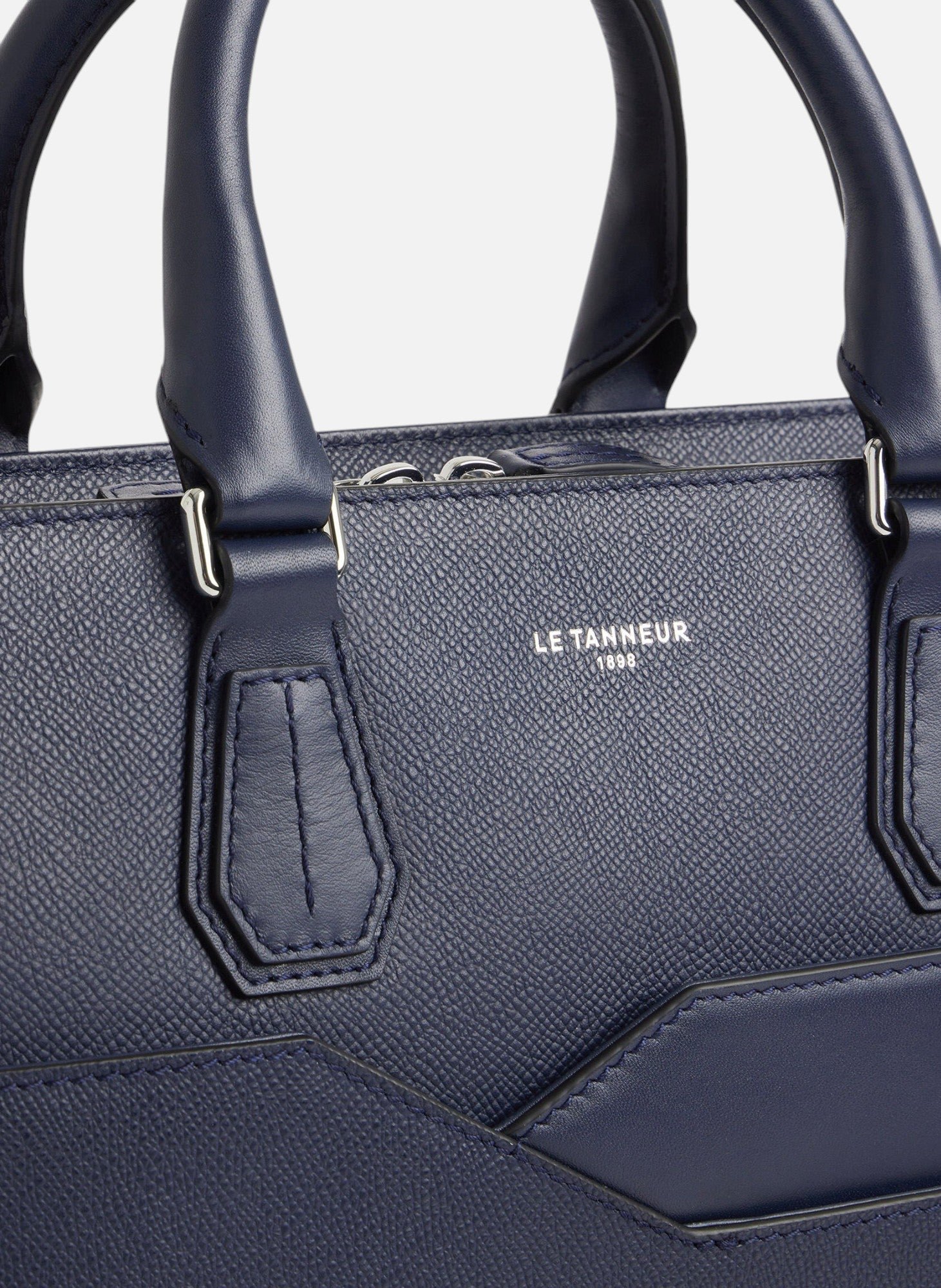 Porte documents slim 15" gaston en cuir grain croisé LE TANNEUR Bleu