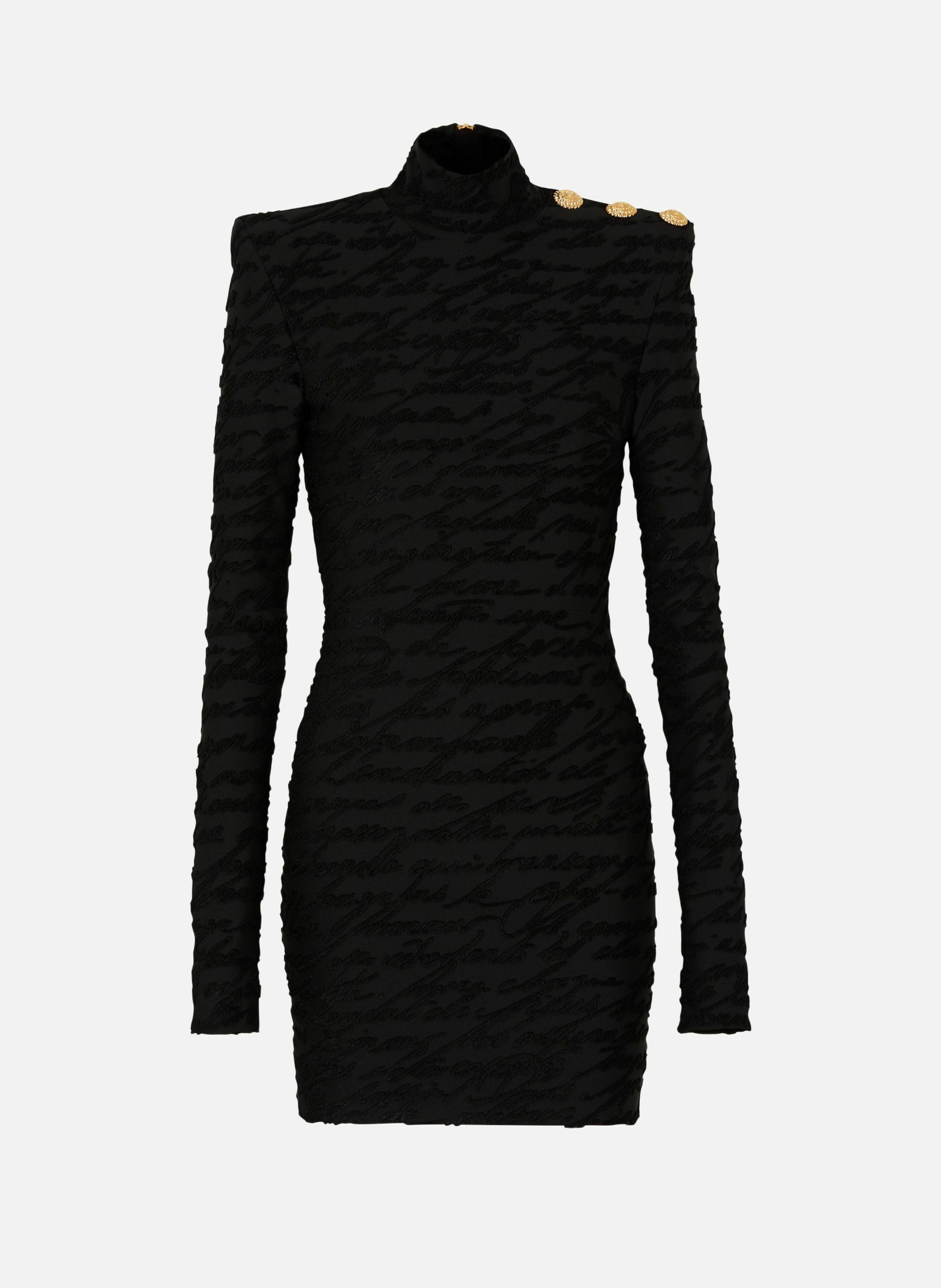 Robe courte en maille jacquard « lettre d'amour » BALMAIN Noir