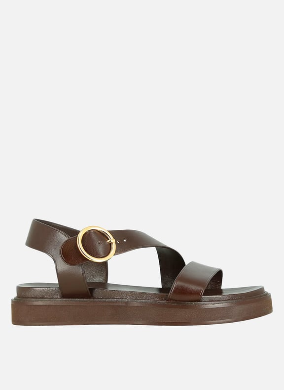 Sandales compensées en cuir wash Marron by JONAK JONAK Sandales compensées en cuir wash Marron