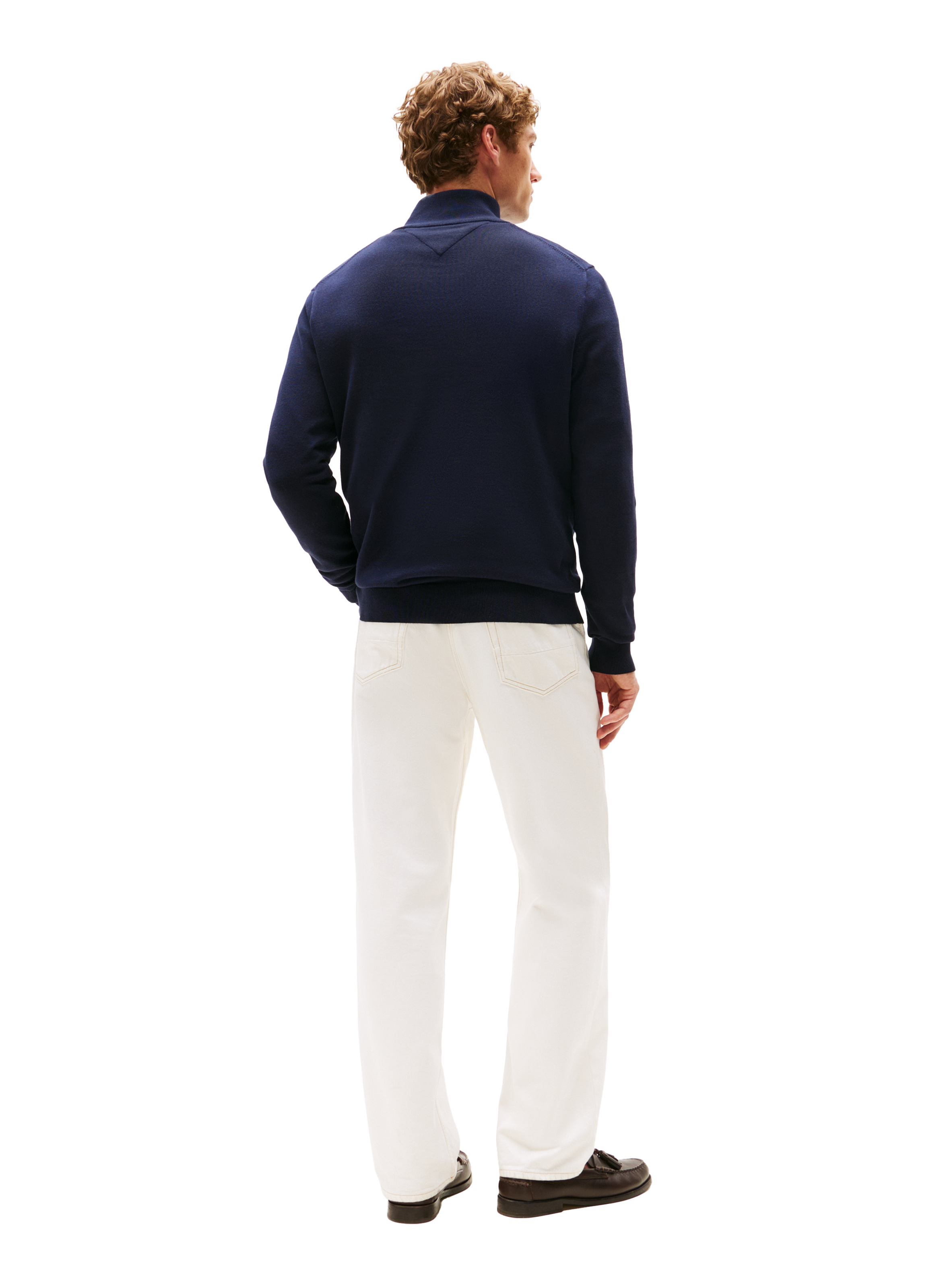 Pull col montant en coton TOMMY HILFIGER Bleu