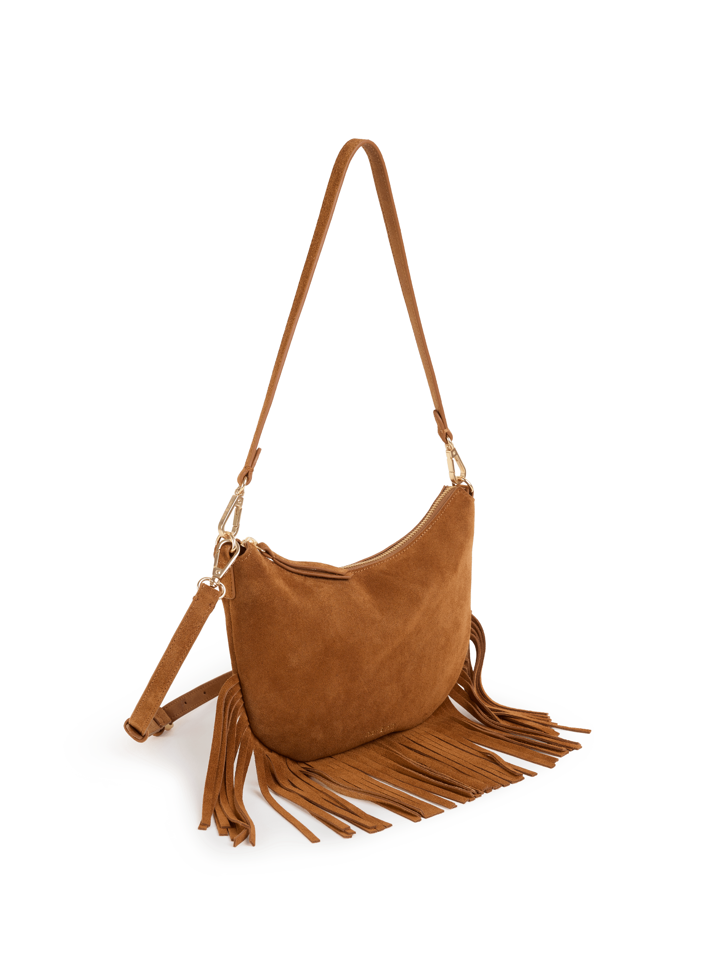Sac à bandoulière Lune Franges en cuir NAT &amp; NIN Marron