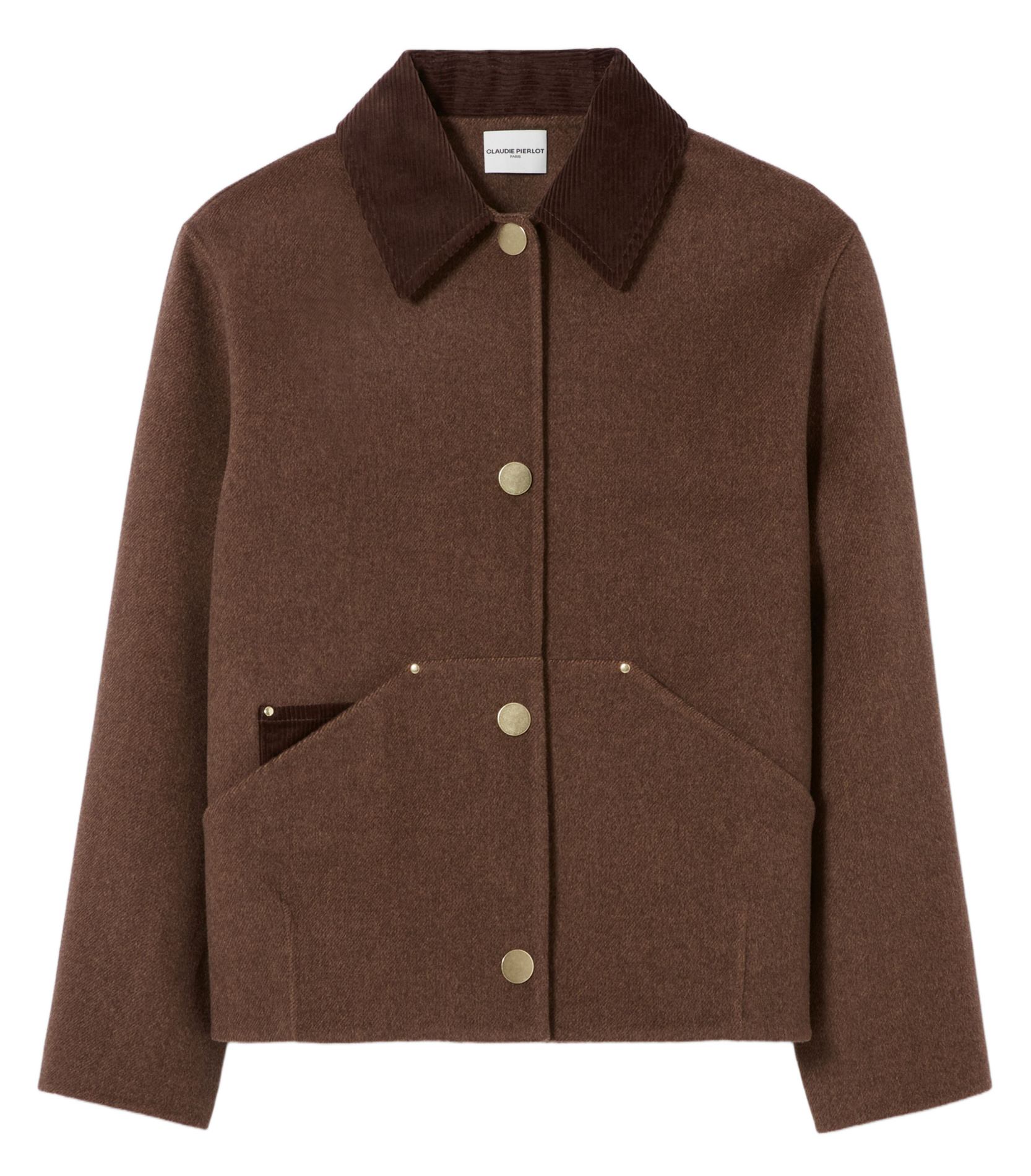 Manteau col chemise en laine mélangée gwenna CLAUDIE PIERLOT Marron