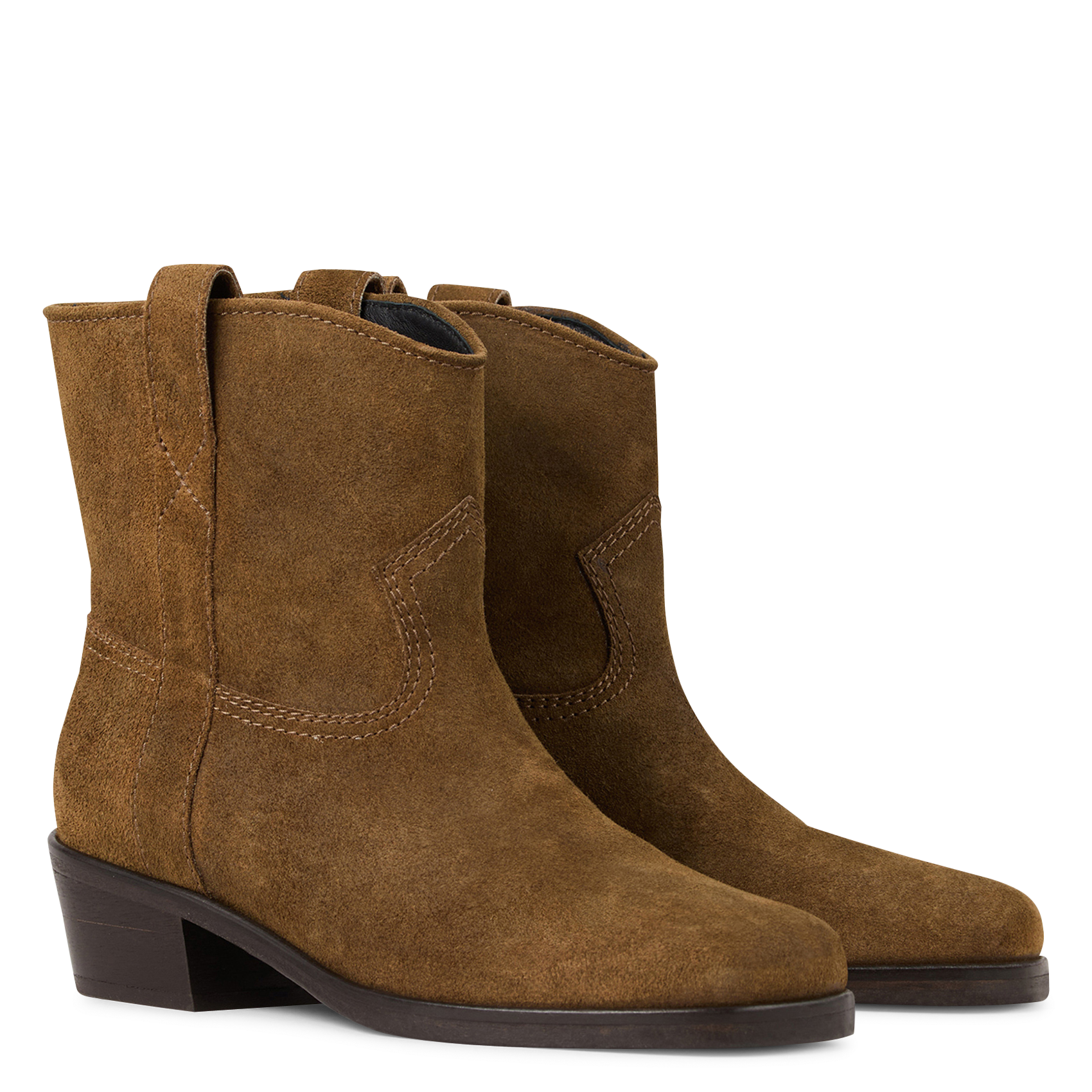 Bottines western en cuir suédé cody BA&SH Marron