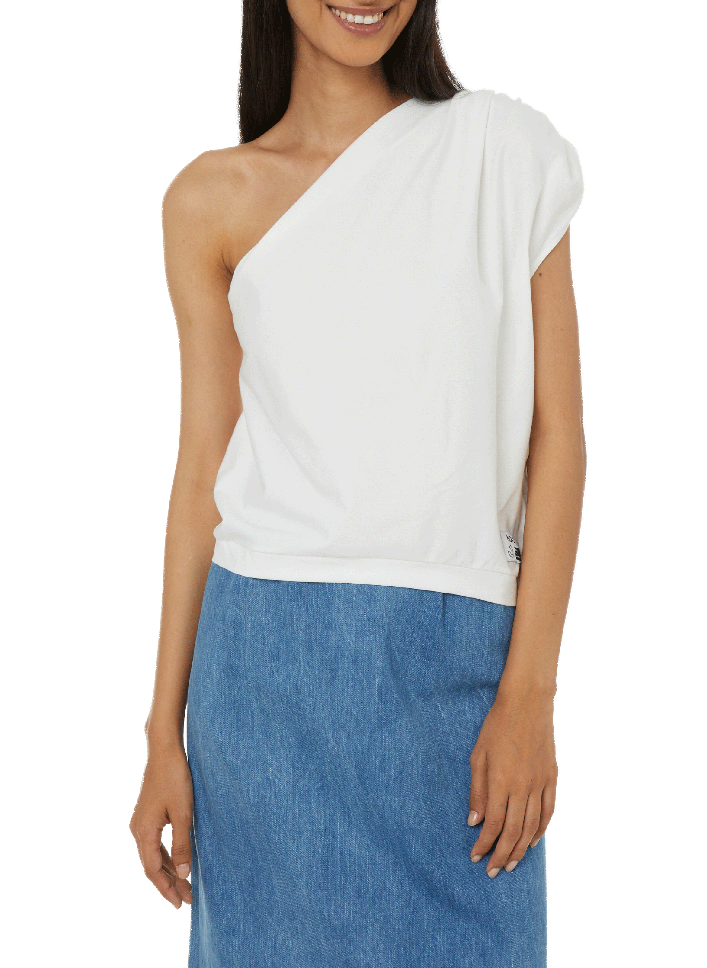 MOSSI Asymmetric cotton top White