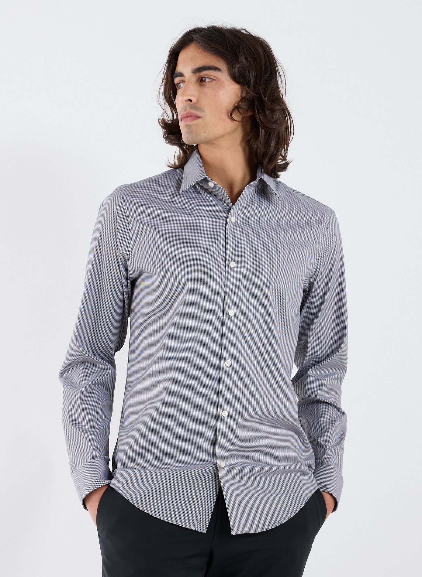 CALVIN KLEIN Chemise slim en coton mélangé Noir