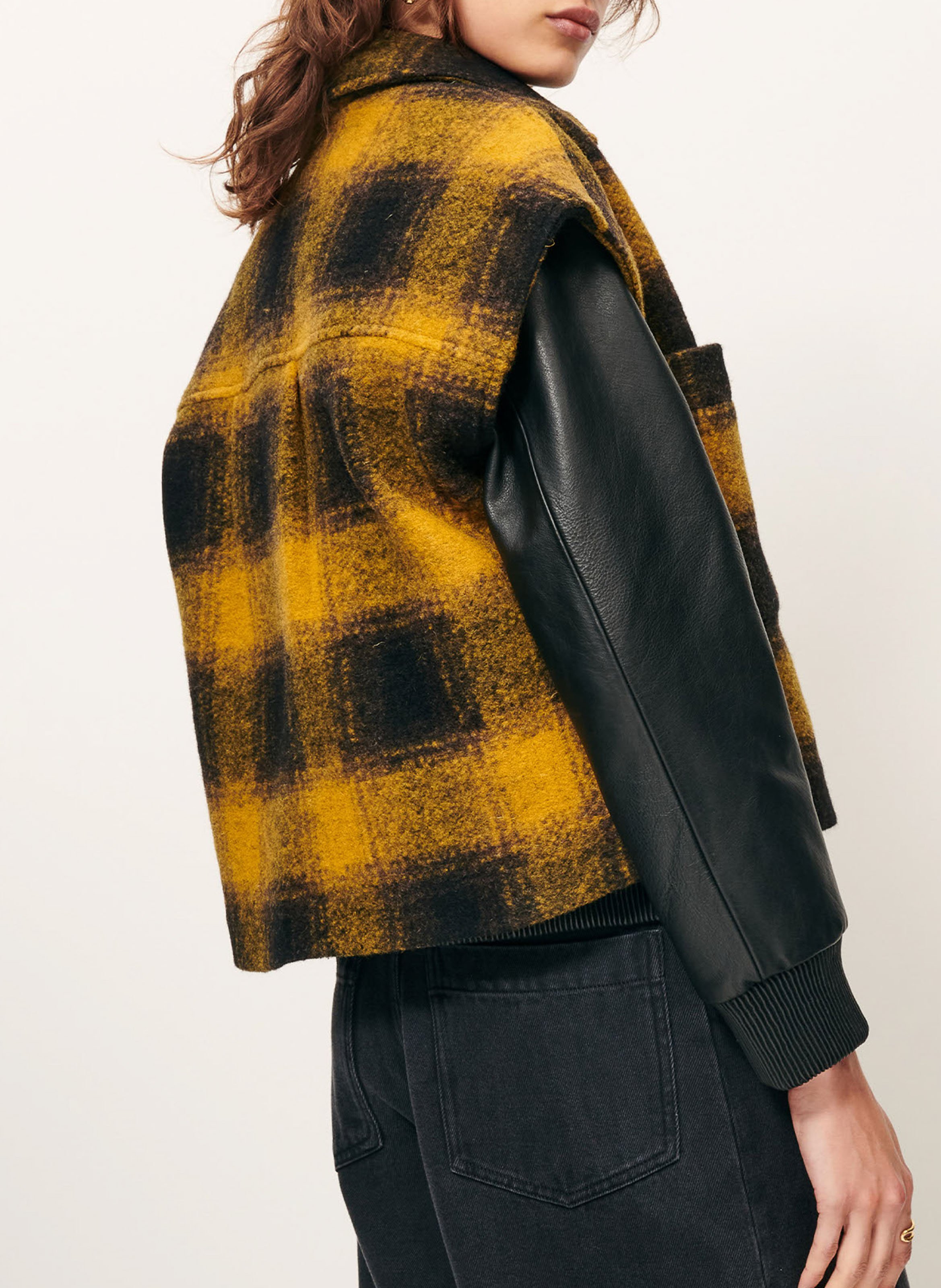 Veste col classique à carreaux en laine mélangée woodborn SESSUN Kaki