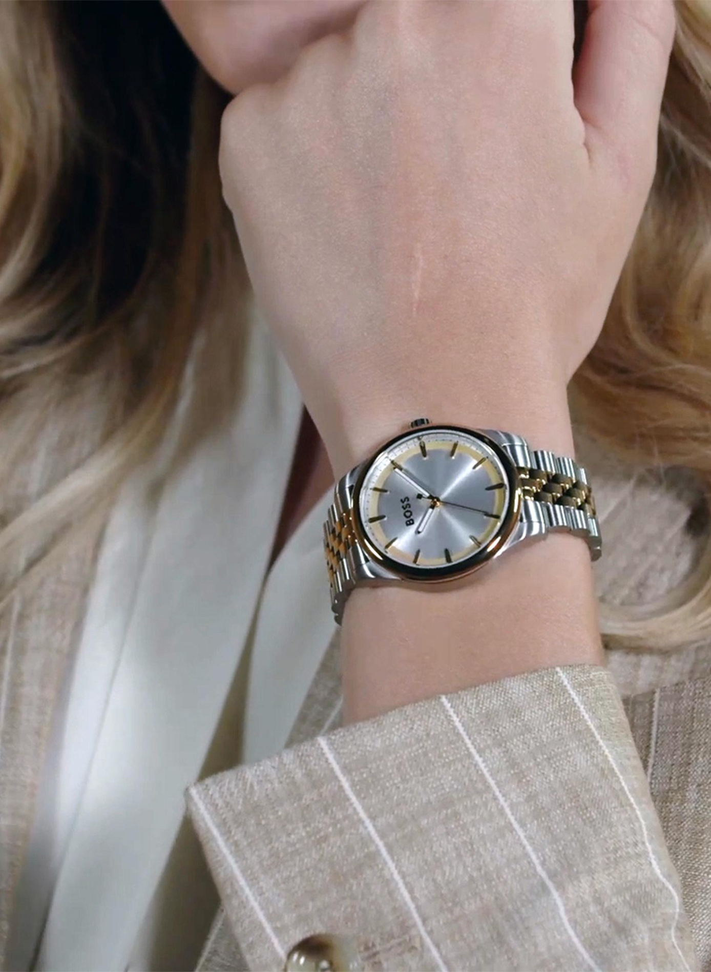 Montre quartz en acier bicolore BOSS Argent