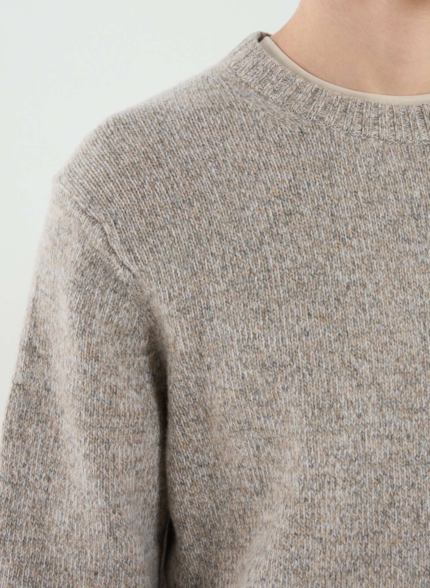 Pull côtelé à col rond en laine mérinos DOCKERS Beige