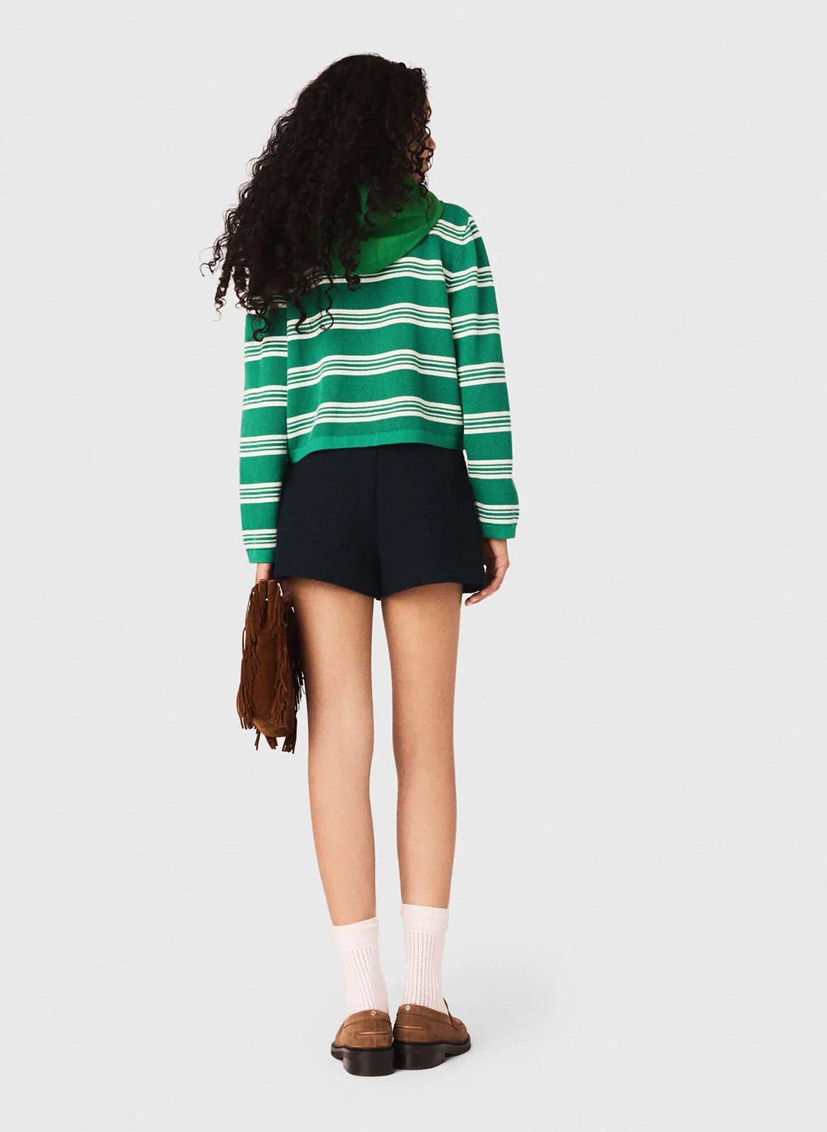 Polo manches longues à rayures MAJE Vert