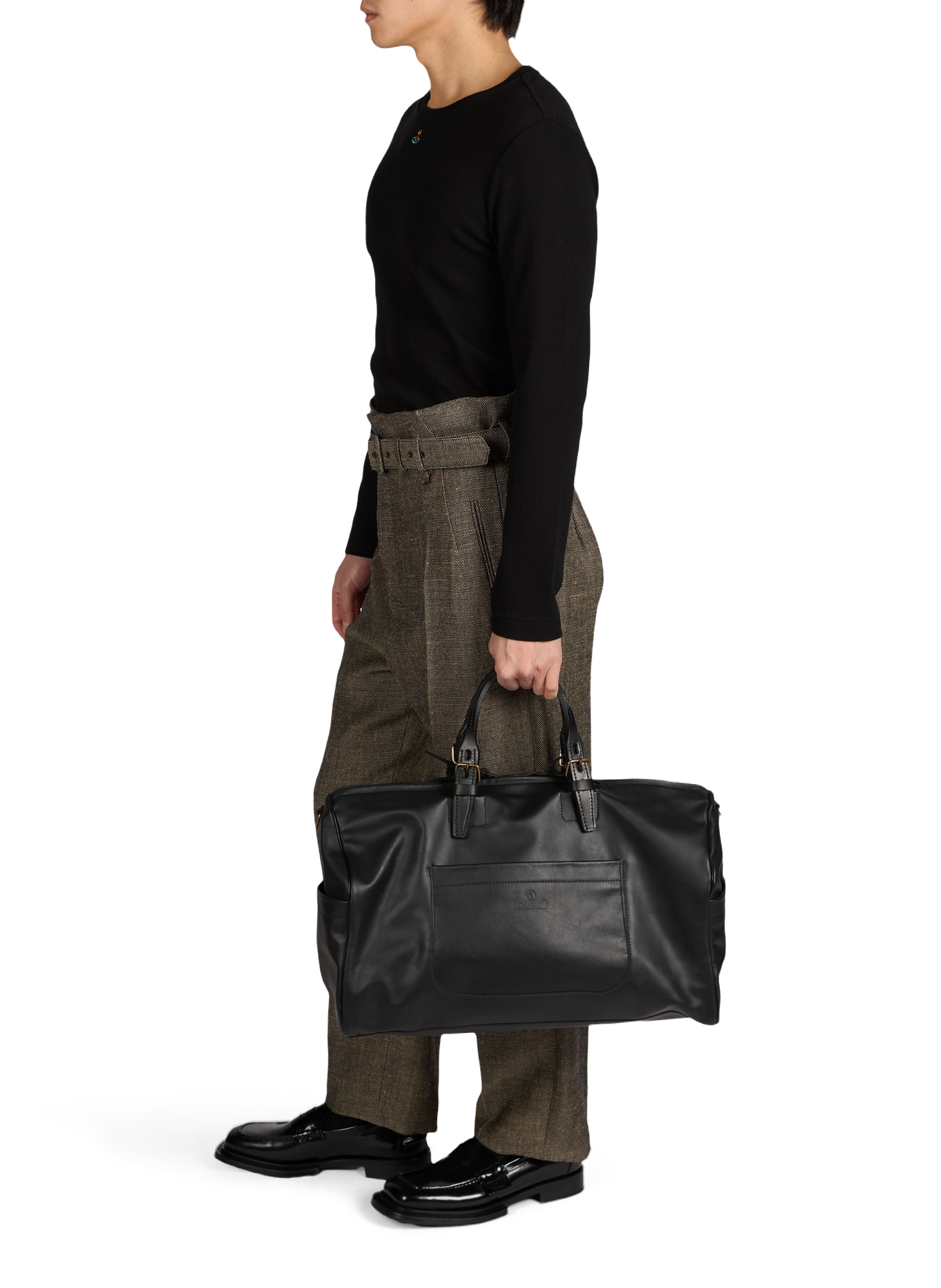 Hobo leather travel bag BLEU DE CHAUFFE Black