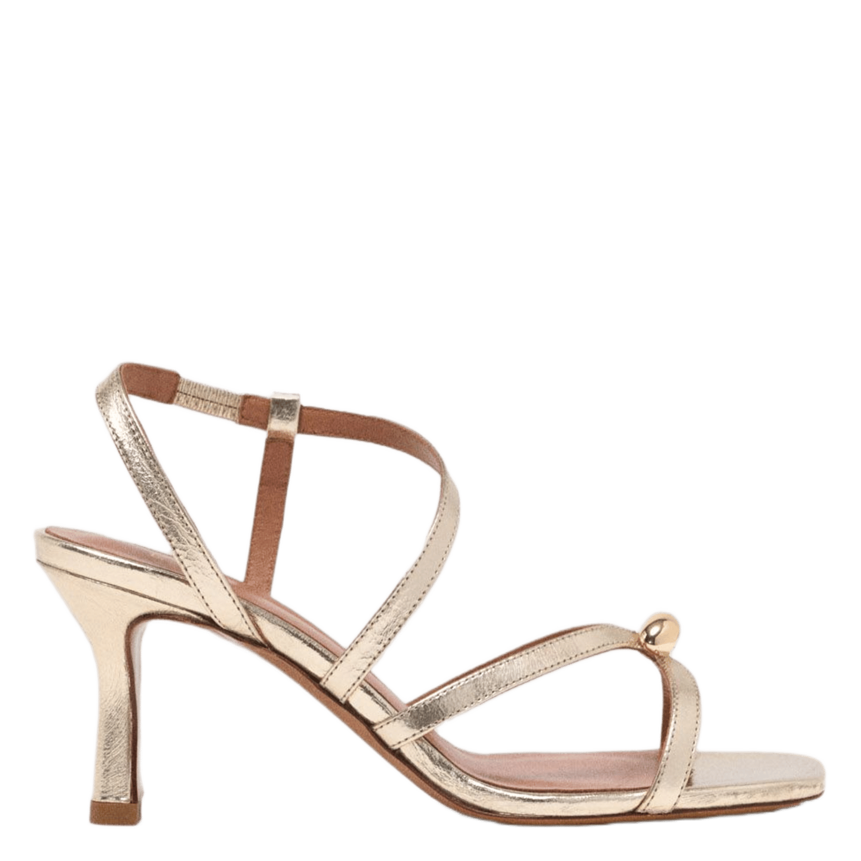 Sandales à talon en cuir métallisé MAJE Doré
