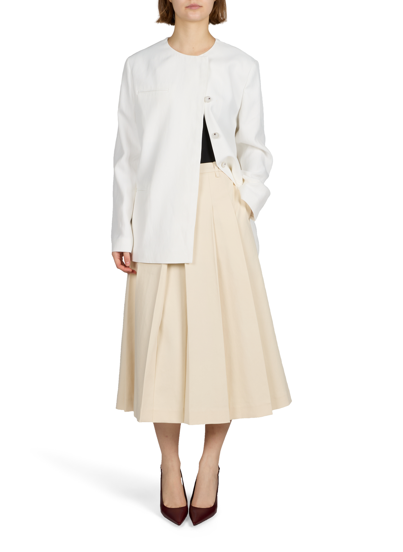 Pleated midi skirt in blended cotton LE 17 SEPTEMBRE Beige
