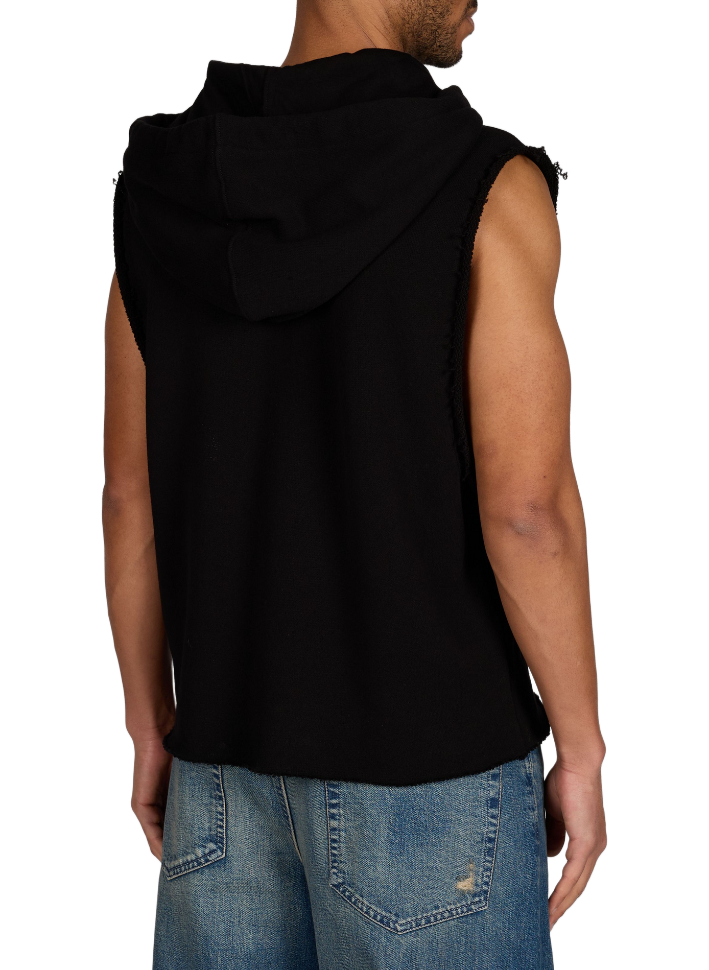 Sweat sans manches à capuche en coton RICK OWENS Noir