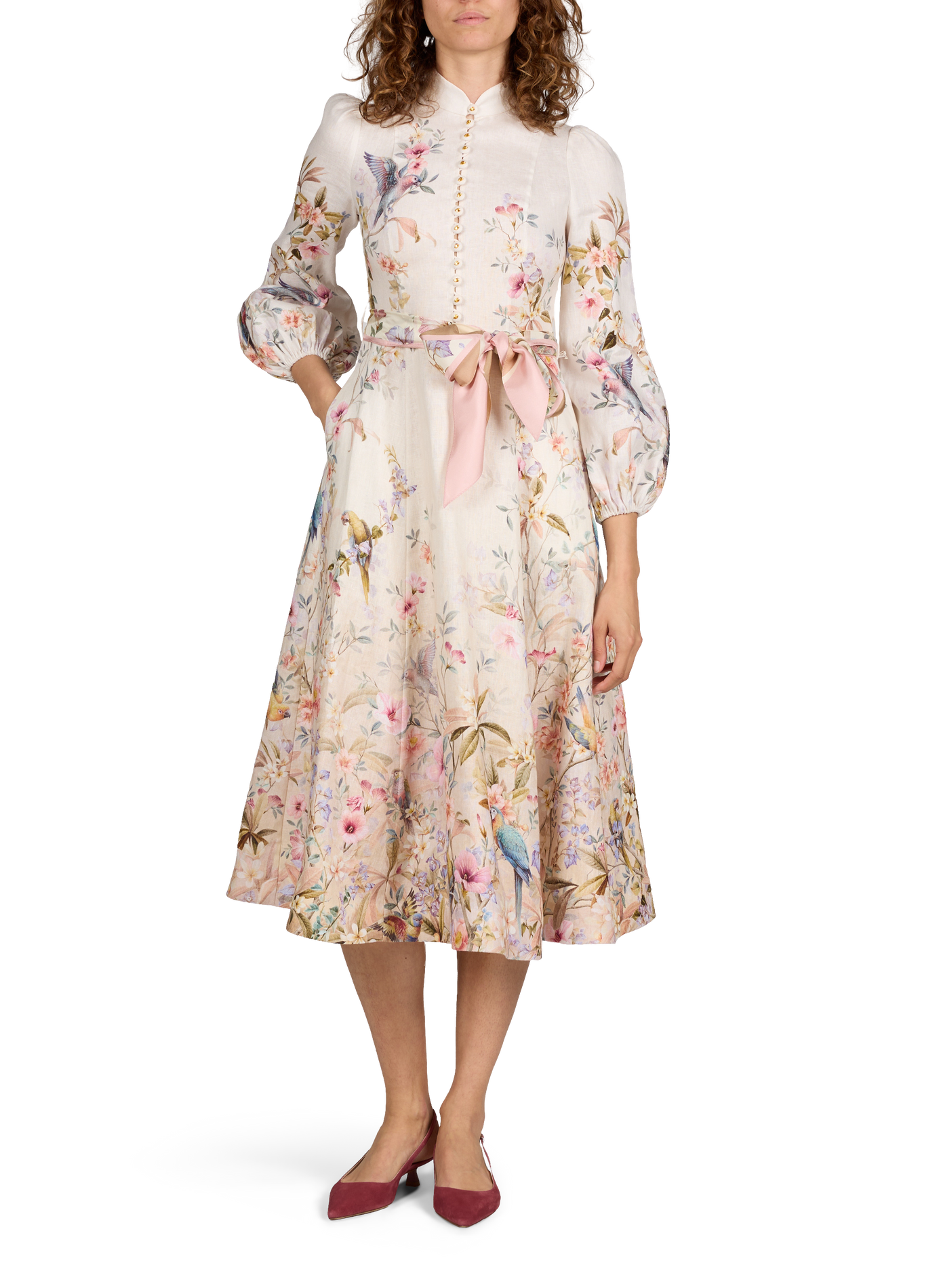Rebellion floral linen button-down midi dress ZIMMERMANN Multicolour