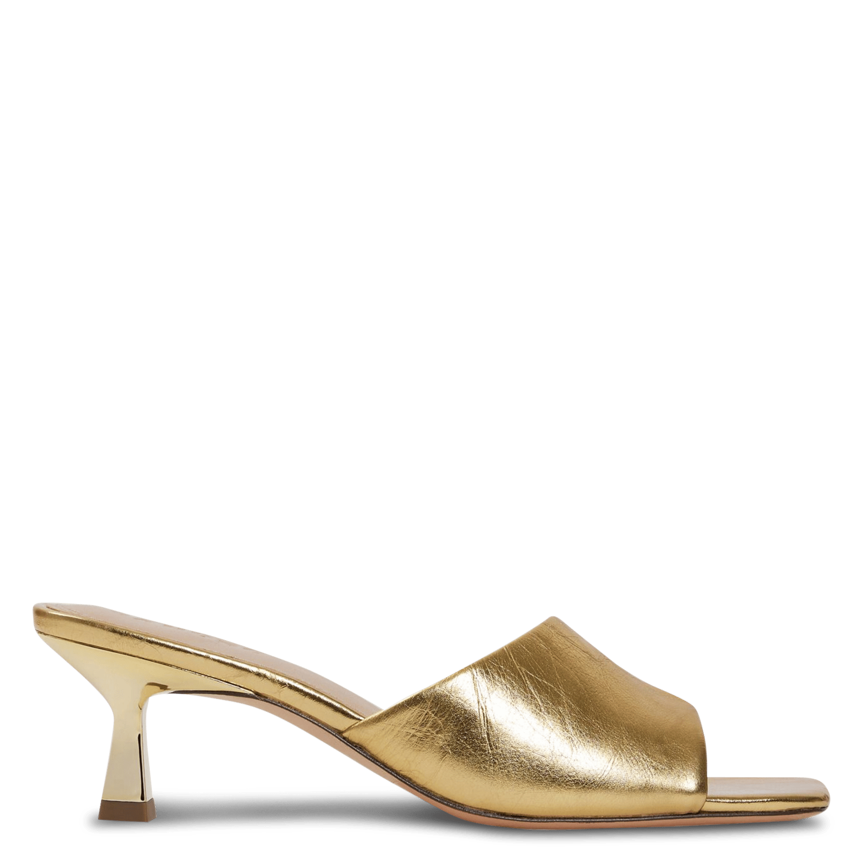 Mules brillantes carrées en cuir SANDRO Doré