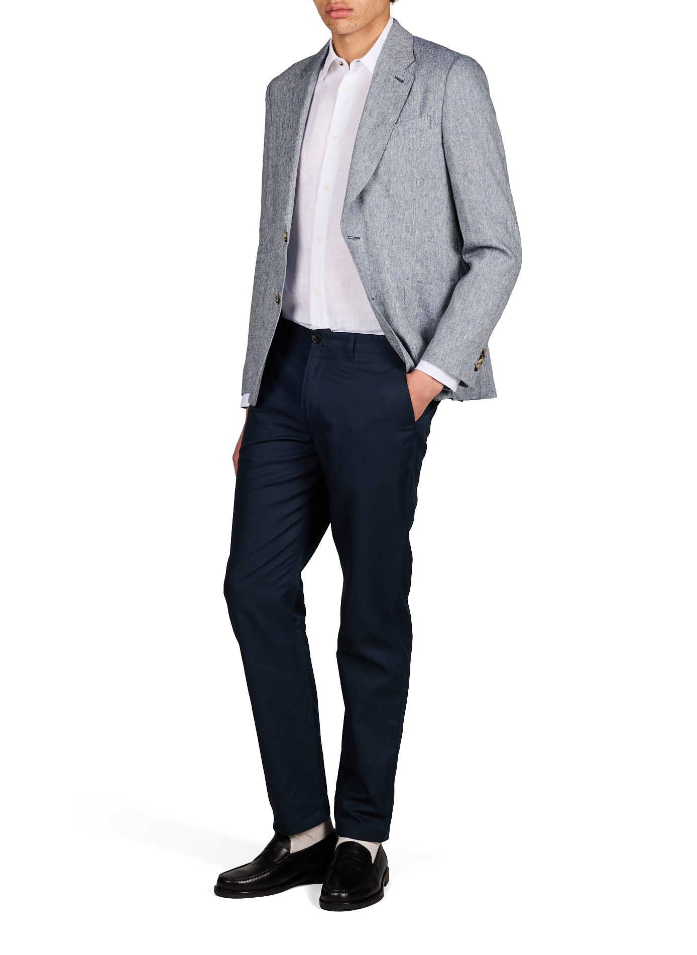 Pantaloni dal taglio affusolato in cotone e lino. PAUL SMITH Blu