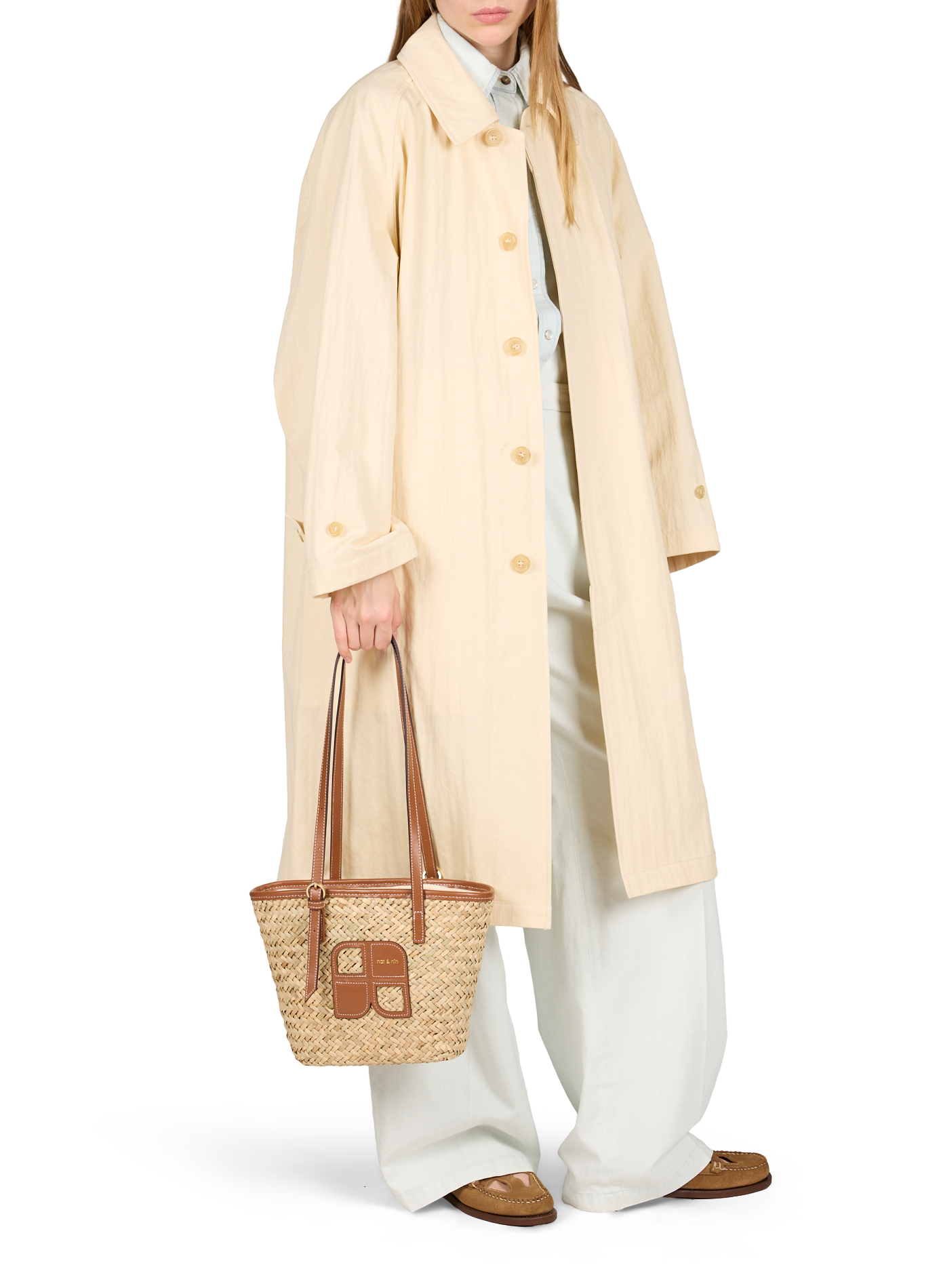 Sac cabas Rafael en paille NAT & NIN Marron