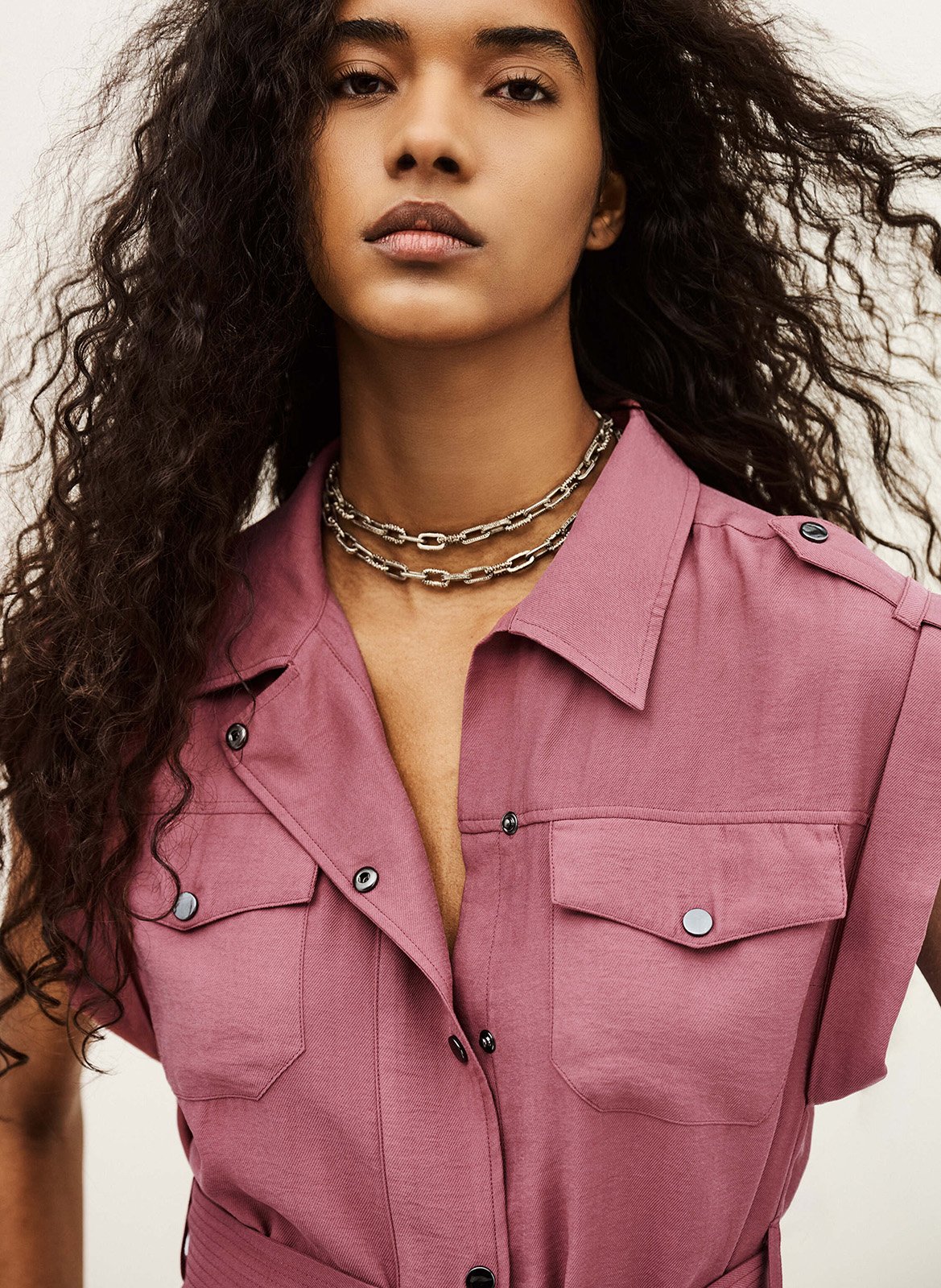 Robe courte col classique diala Rose