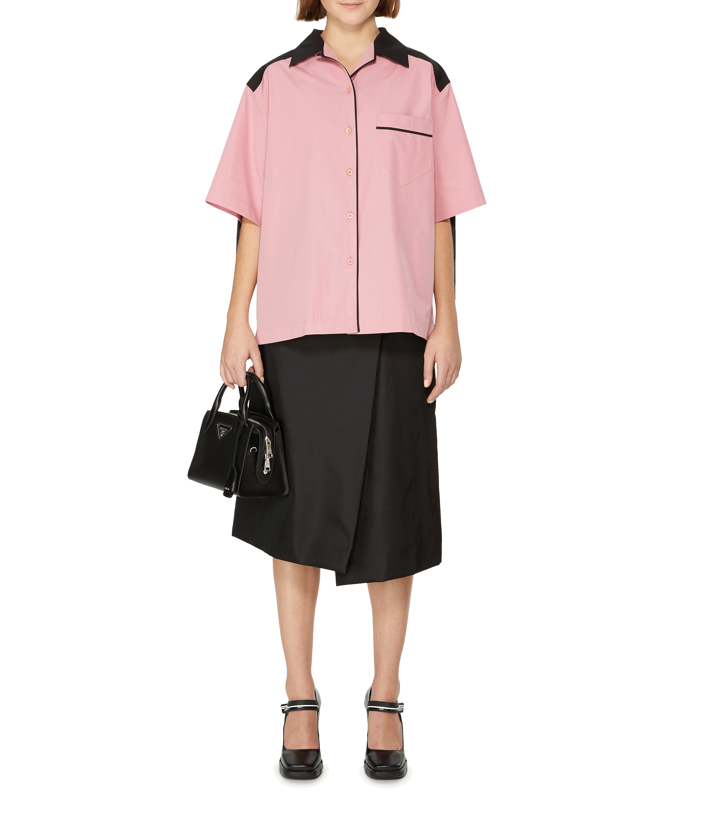 Fringed cotton shirt  PRADA Pink