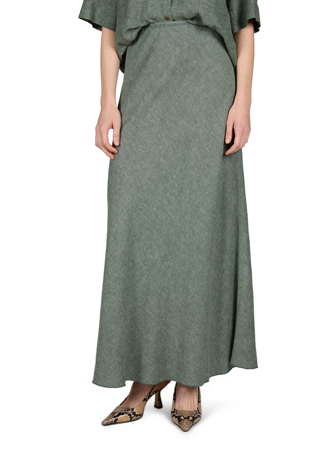 Long skirt Viana Ginia in mixed linen MSCH Green