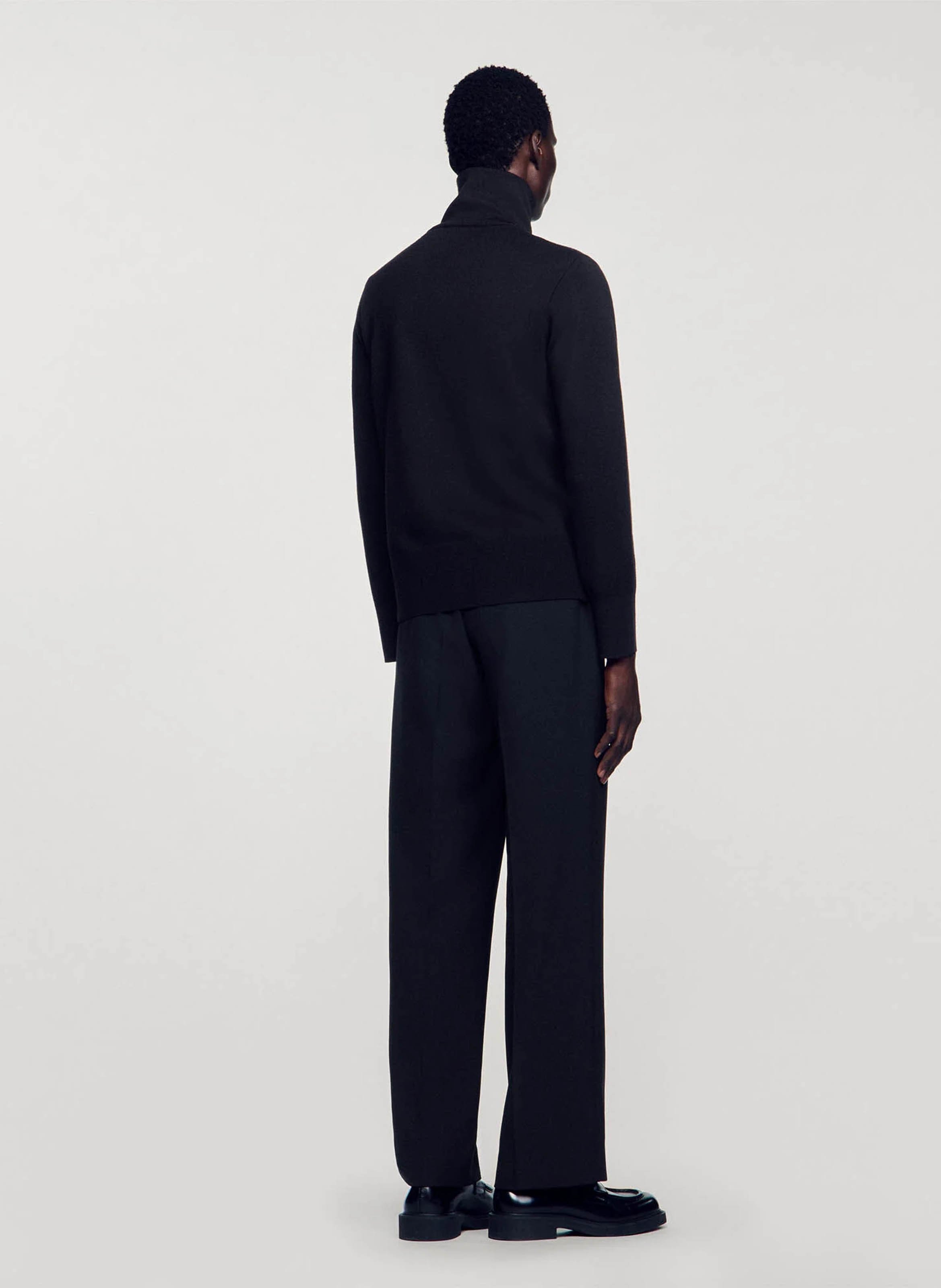 Gilet zippé en laine mélangée SANDRO Noir