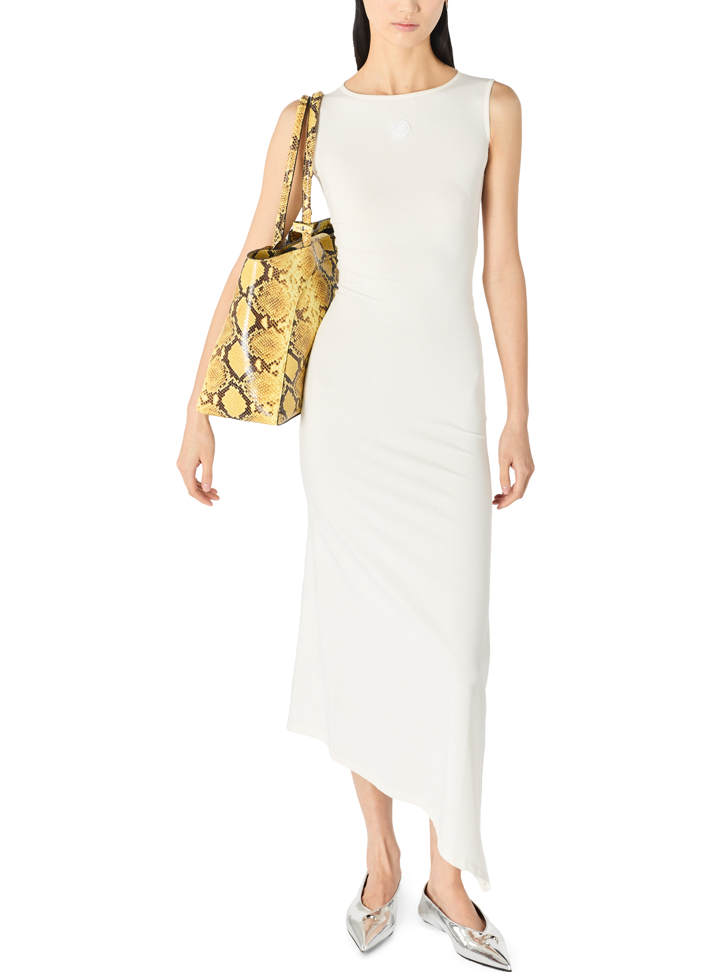 Robe midi asymétrique avec logo perle MARINE SERRE Wit