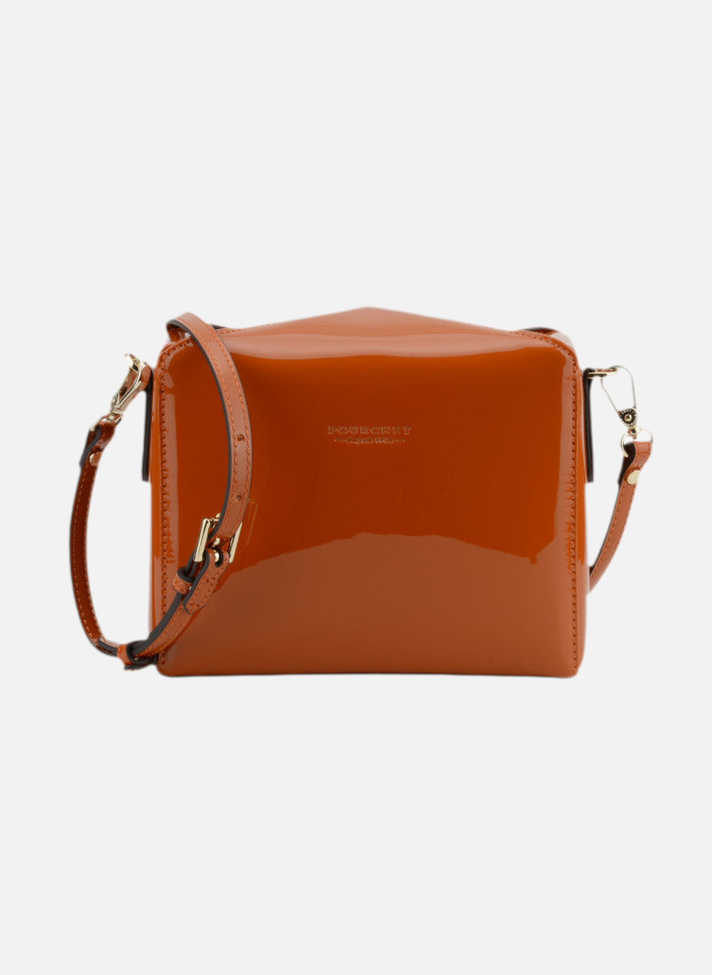 Cassetta vernis | sac porté épaule en cuir de vachette | Doré POURCHET Femme