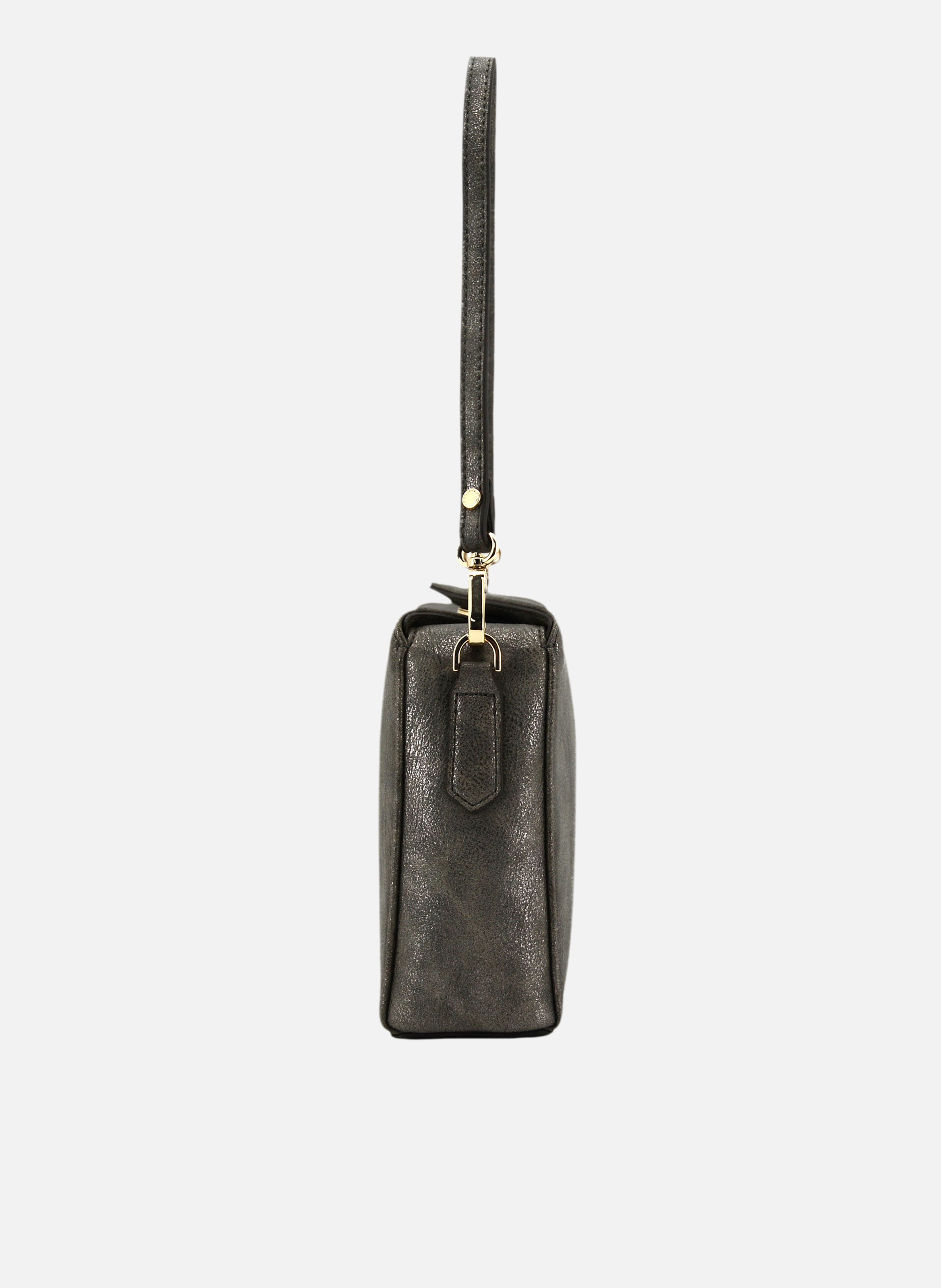 Cassetta vernis | sac porté épaule en cuir de vachette | Gris POURCHET Femme
