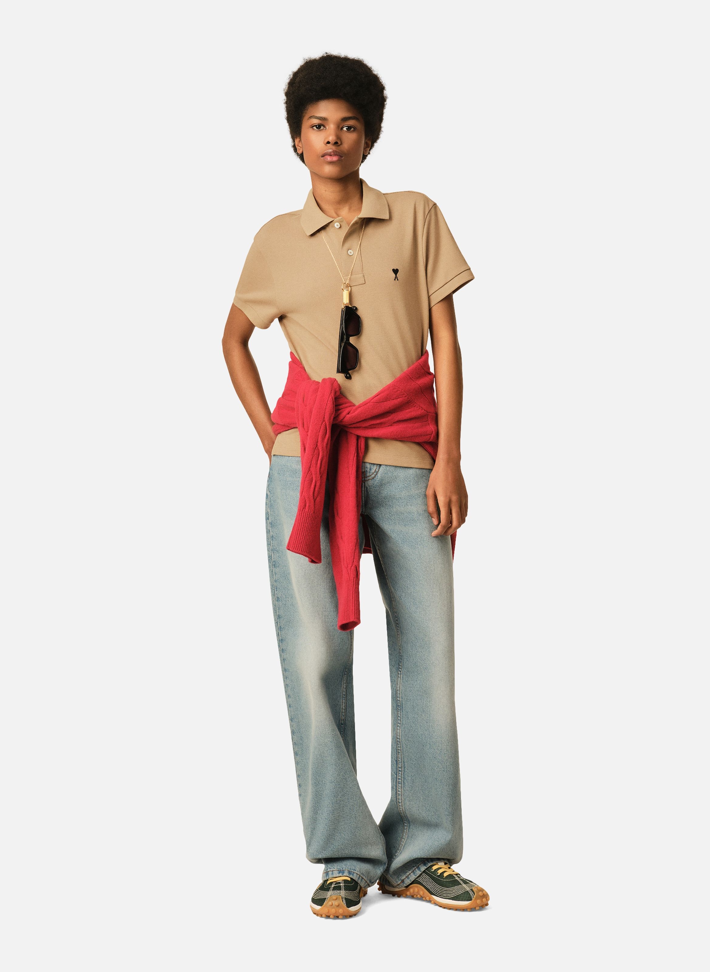 Polo en coton ami de coeur AMI PARIS Beige