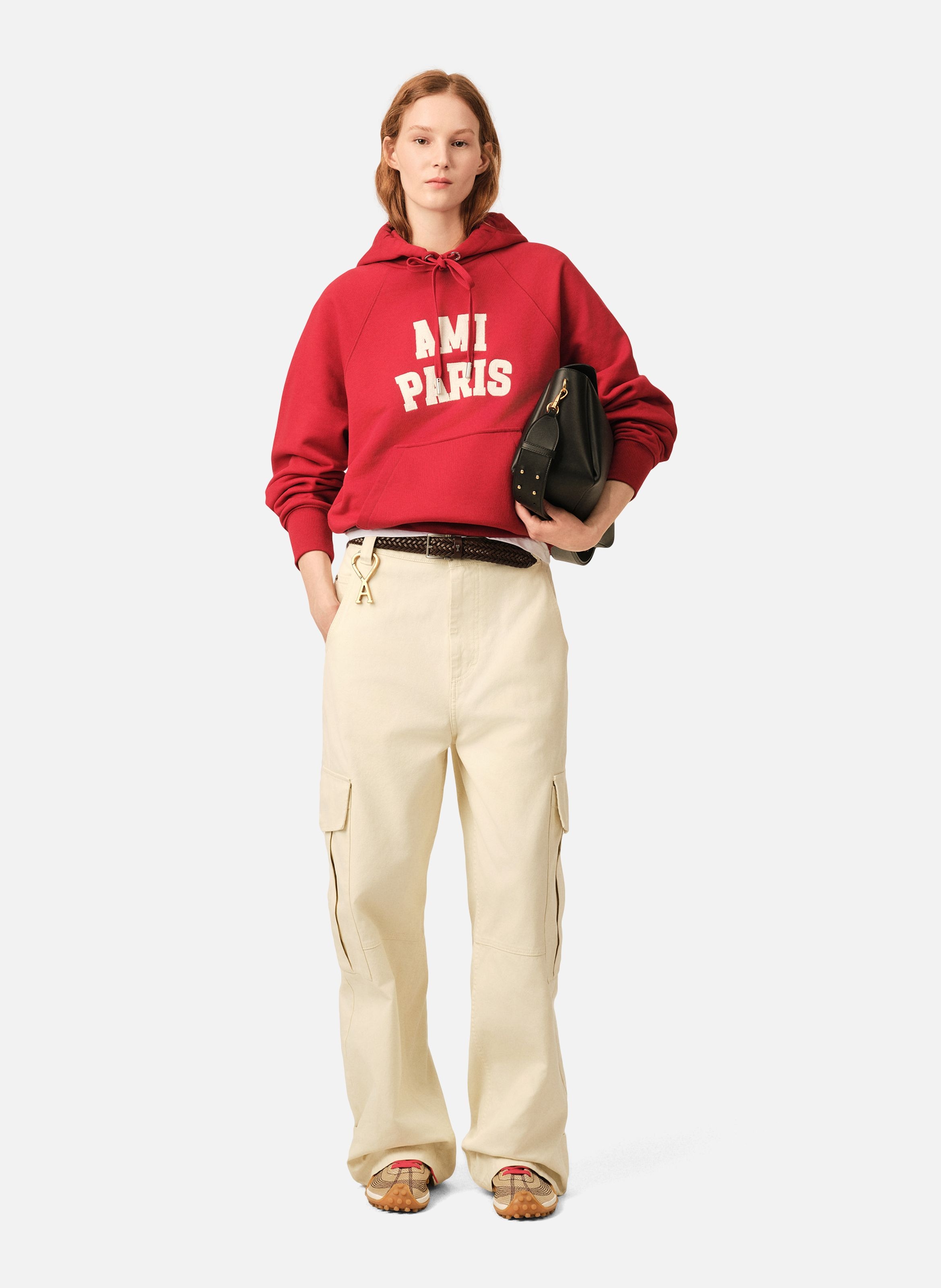 Pantalon cargo coupe baggy en coton AMI PARIS Blanc