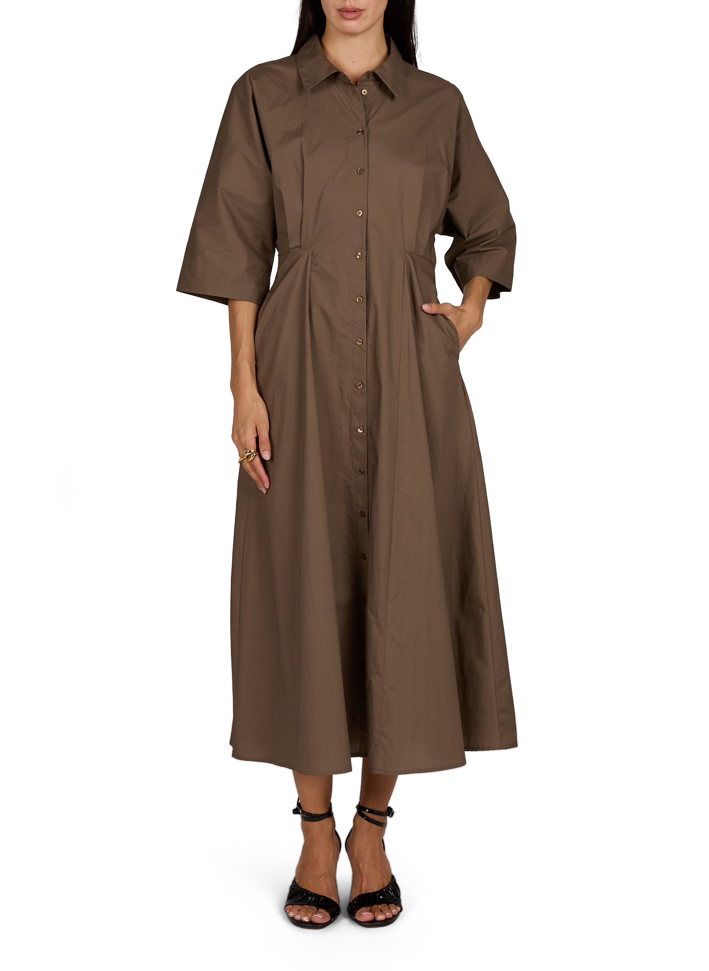 Robe chemise Objelly en coton  OBJECT Marron
