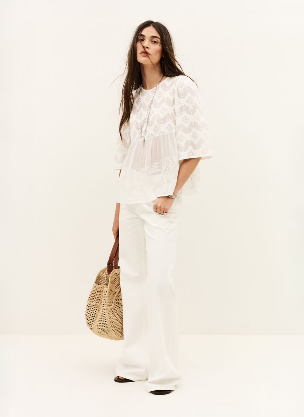 Top with 3/4 lace sleeves - Apollo BA&SH Beige