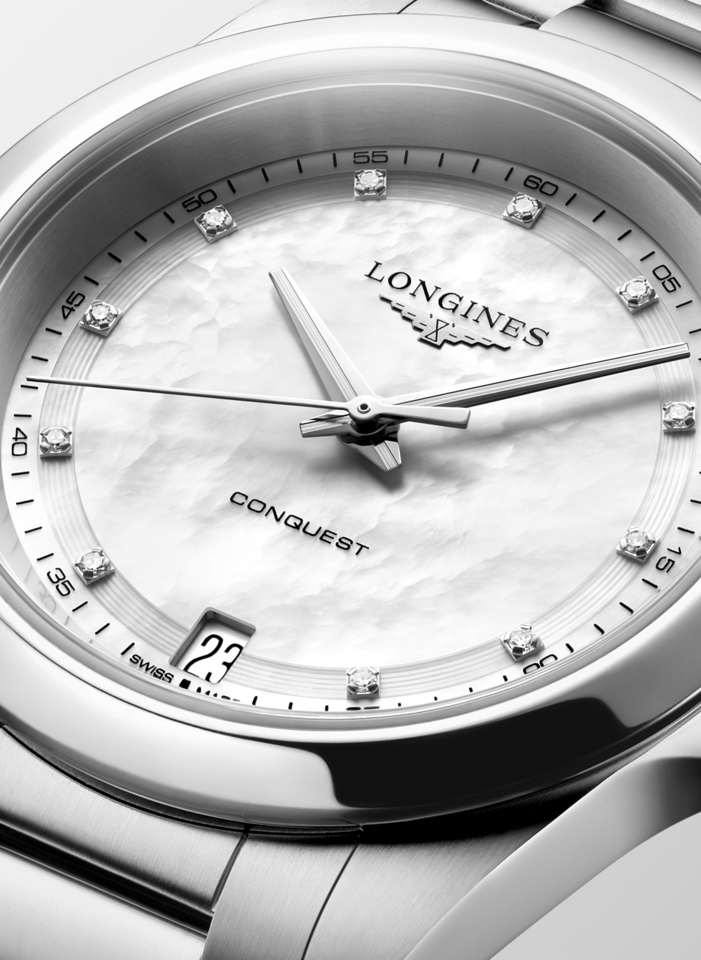Montre quartz Conquest 2023 en acier inoxydable LONGINES Blanc