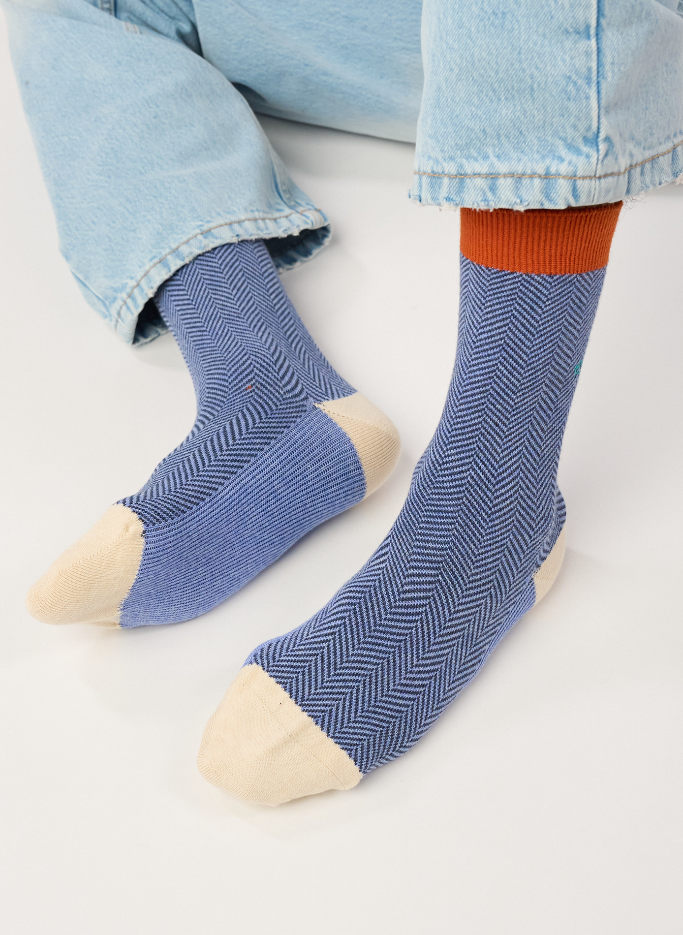 Chaussettes en coton peigné chevrons | Bleu BILLYBELT Homme
