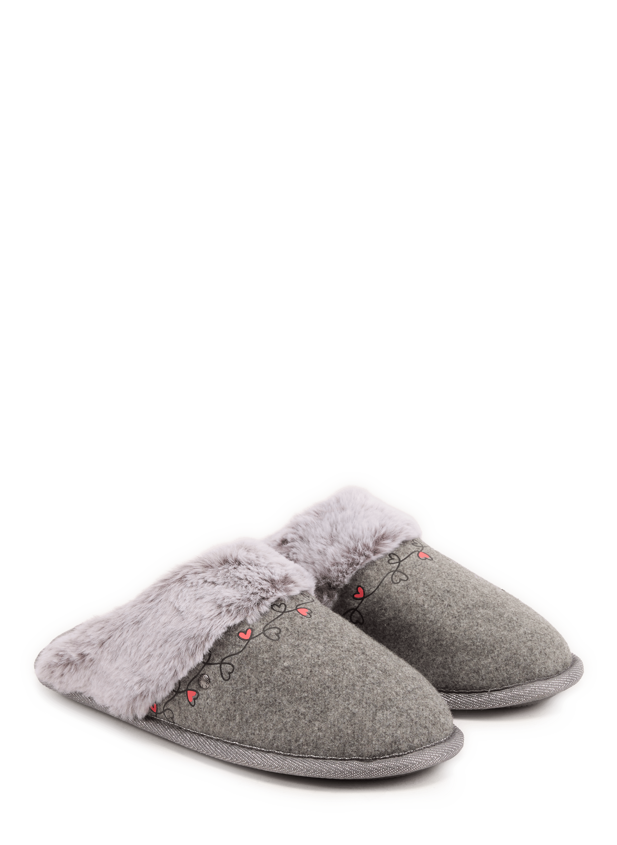 Flat faux fur slippers ISOTONER Grey