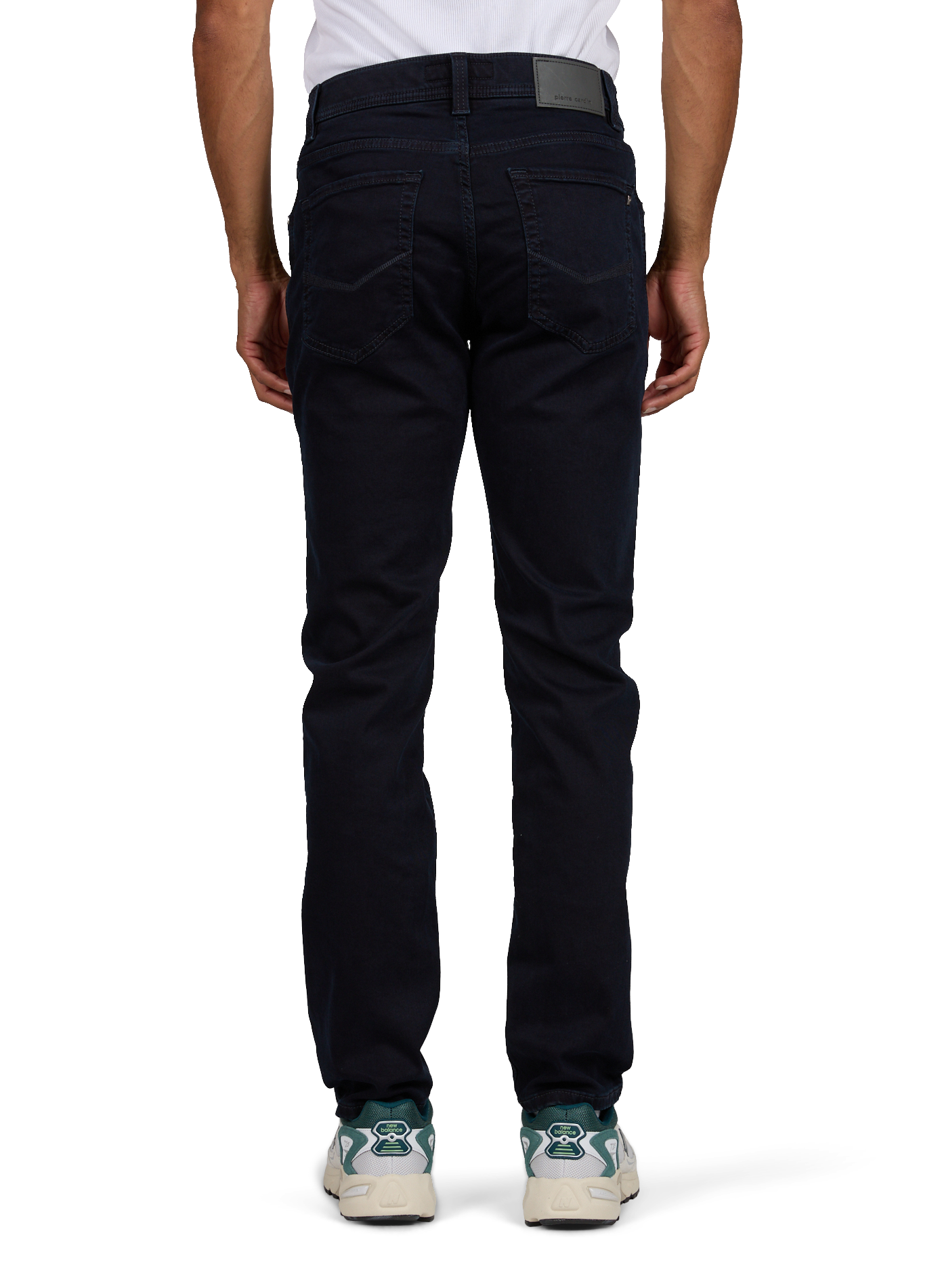 Eng anliegende Baumwoll-Leinen-Hose PIERRE CARDIN Blau