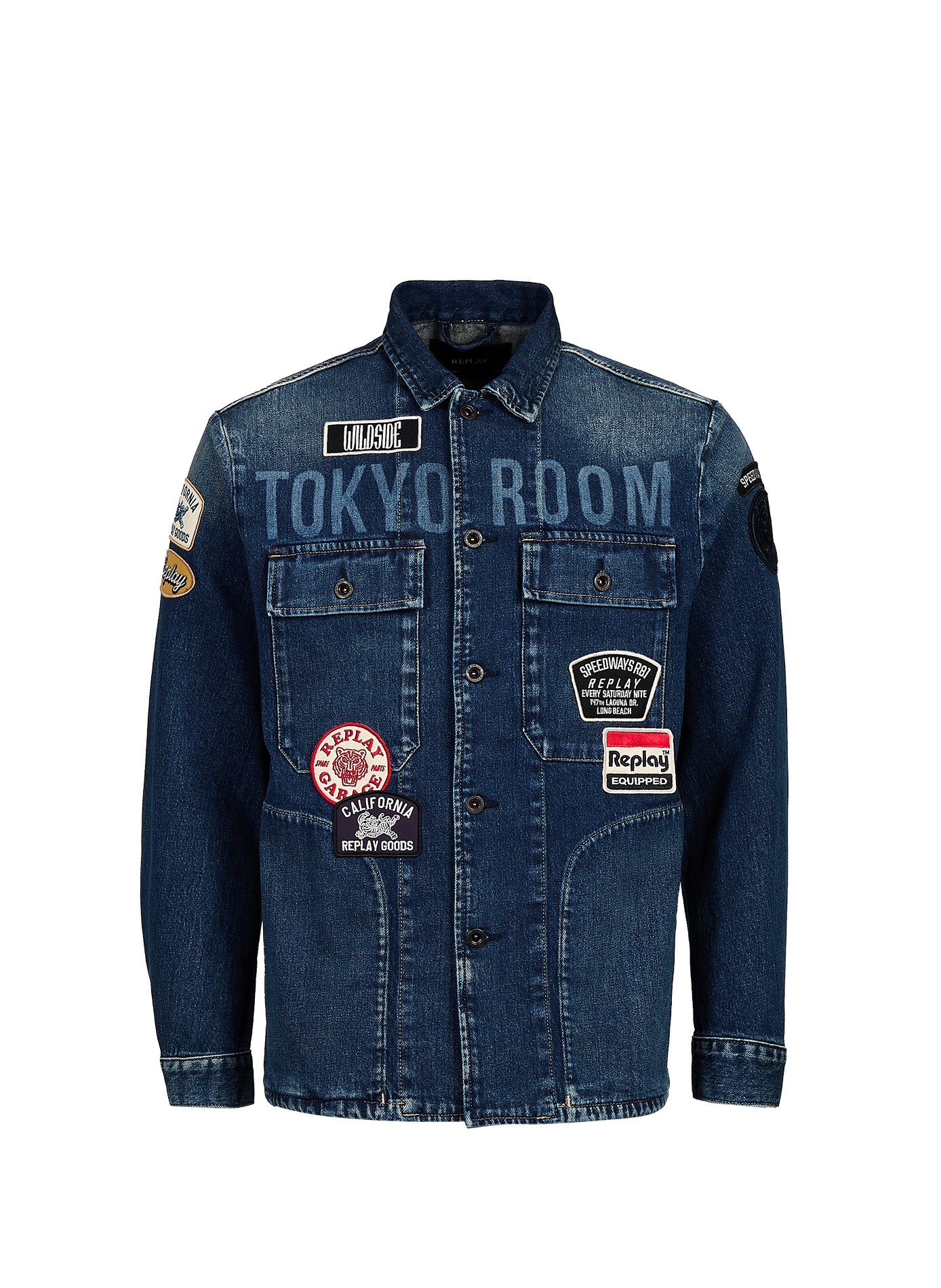 Jeansjacke mit Einsätzen aus Baumwollmischung REPLAY Blau