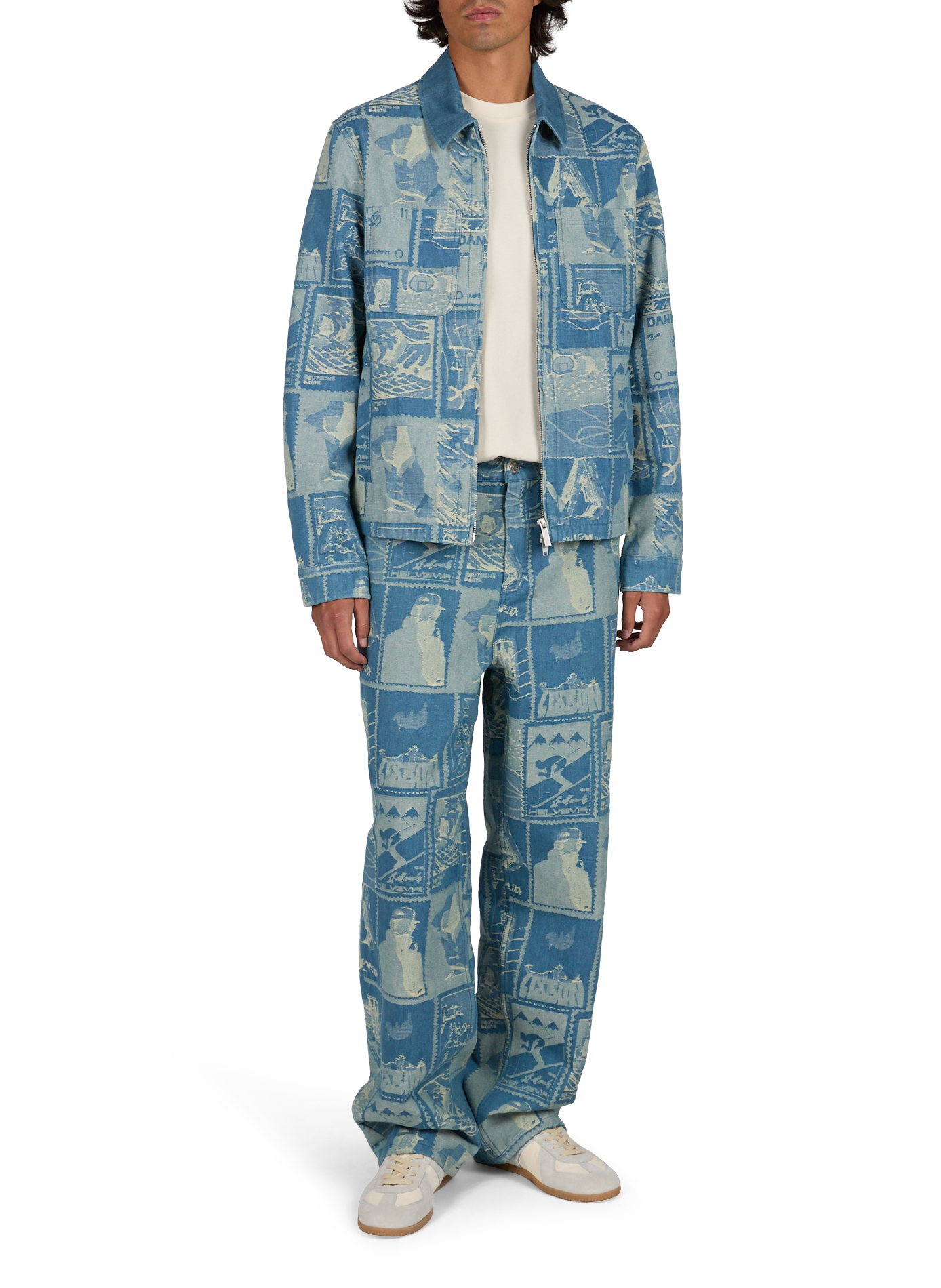 Bedruckte Jeans aus Baumwollmischung LES DEUX Blau